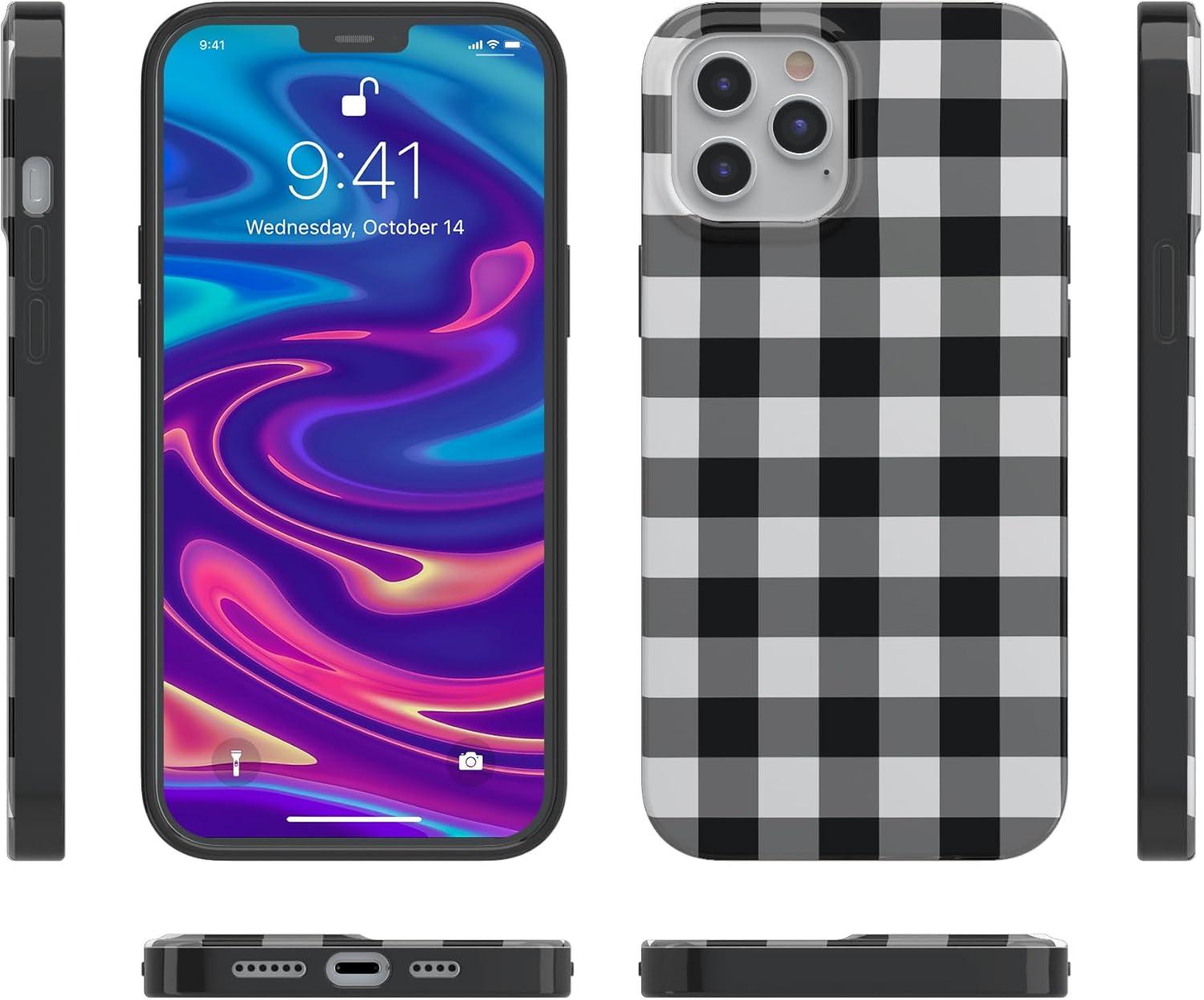 imageCasely iPhone 11 Pro Max Case  Out and About  Light Pink Floral  Classic Ultra Slim DesignCheck Me Out  Checkerboard