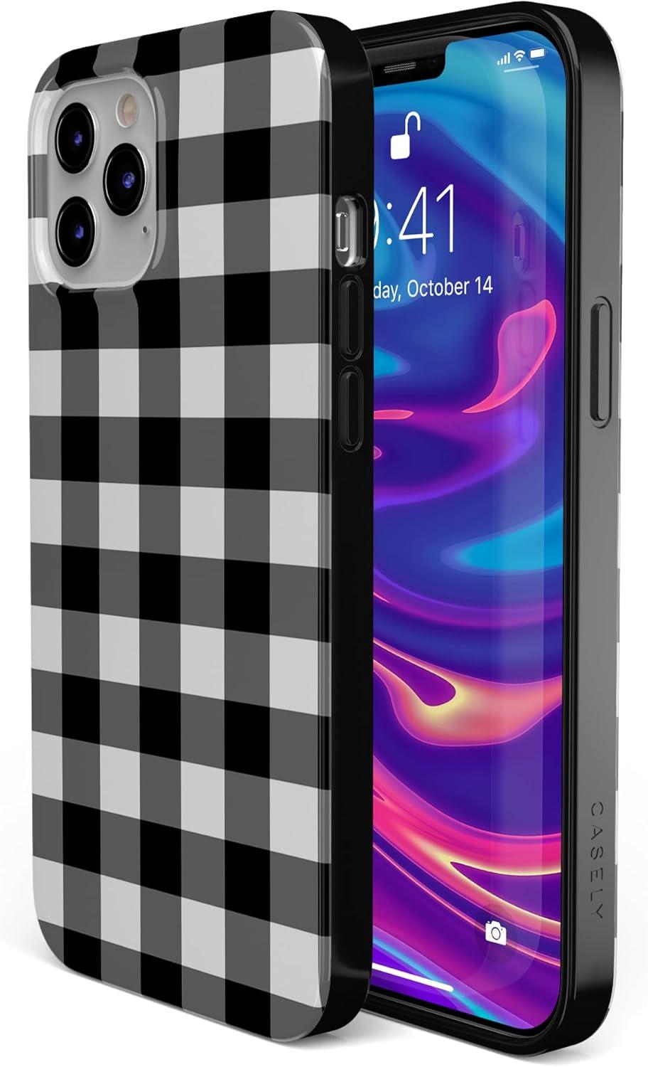 imageCasely iPhone 11 Pro Max Case  Out and About  Light Pink Floral  Classic Ultra Slim DesignCheck Me Out  Checkerboard