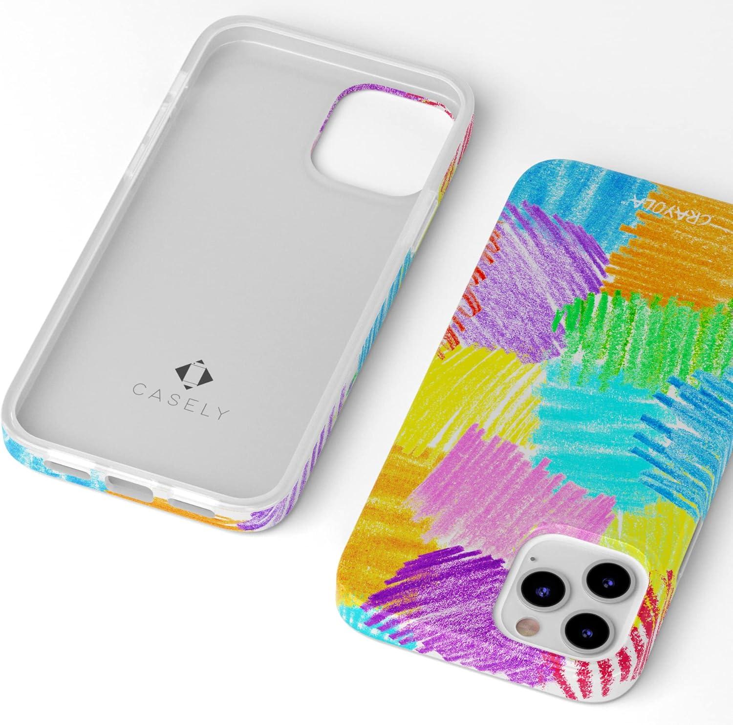 imageCasely iPhone 11 Pro Max Case  Out and About  Light Pink Floral  Classic Ultra Slim DesignCrayola  Scribble Me That  Rainbow Pencil