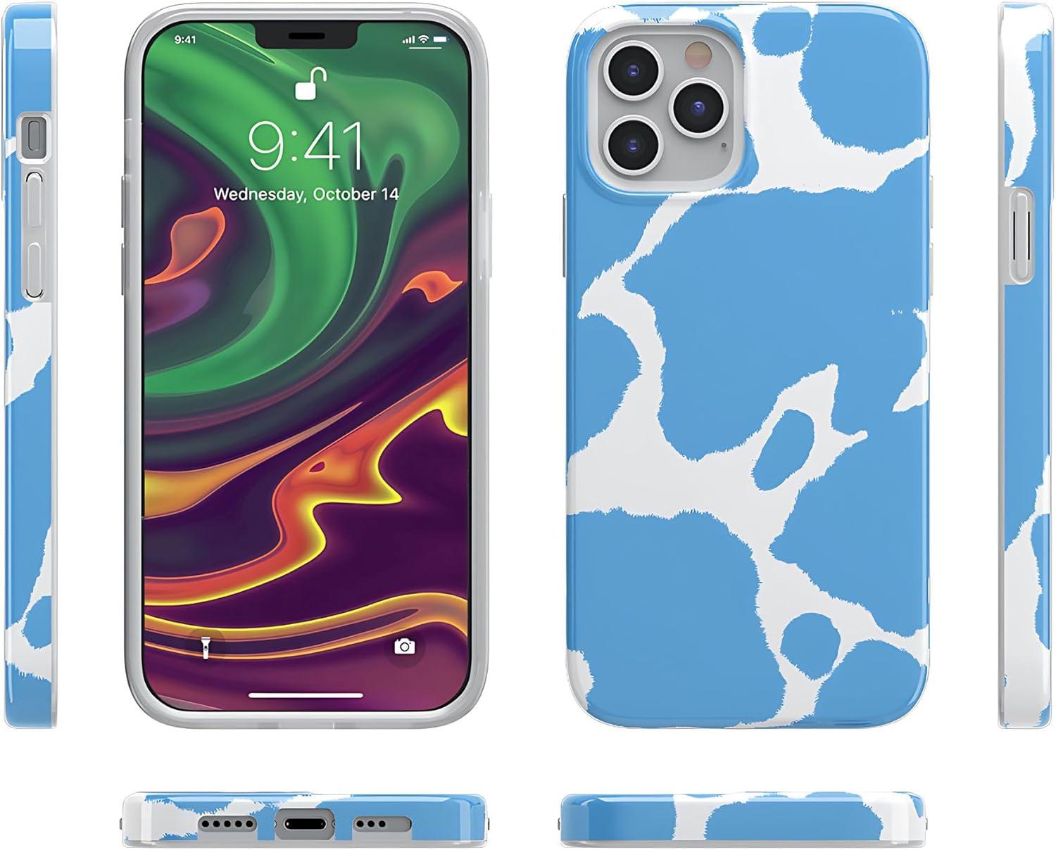 imageCasely iPhone 11 Pro Max Case  Out and About  Light Pink Floral  Classic Ultra Slim DesignCurrent MOOd  Light Blue Cow Print