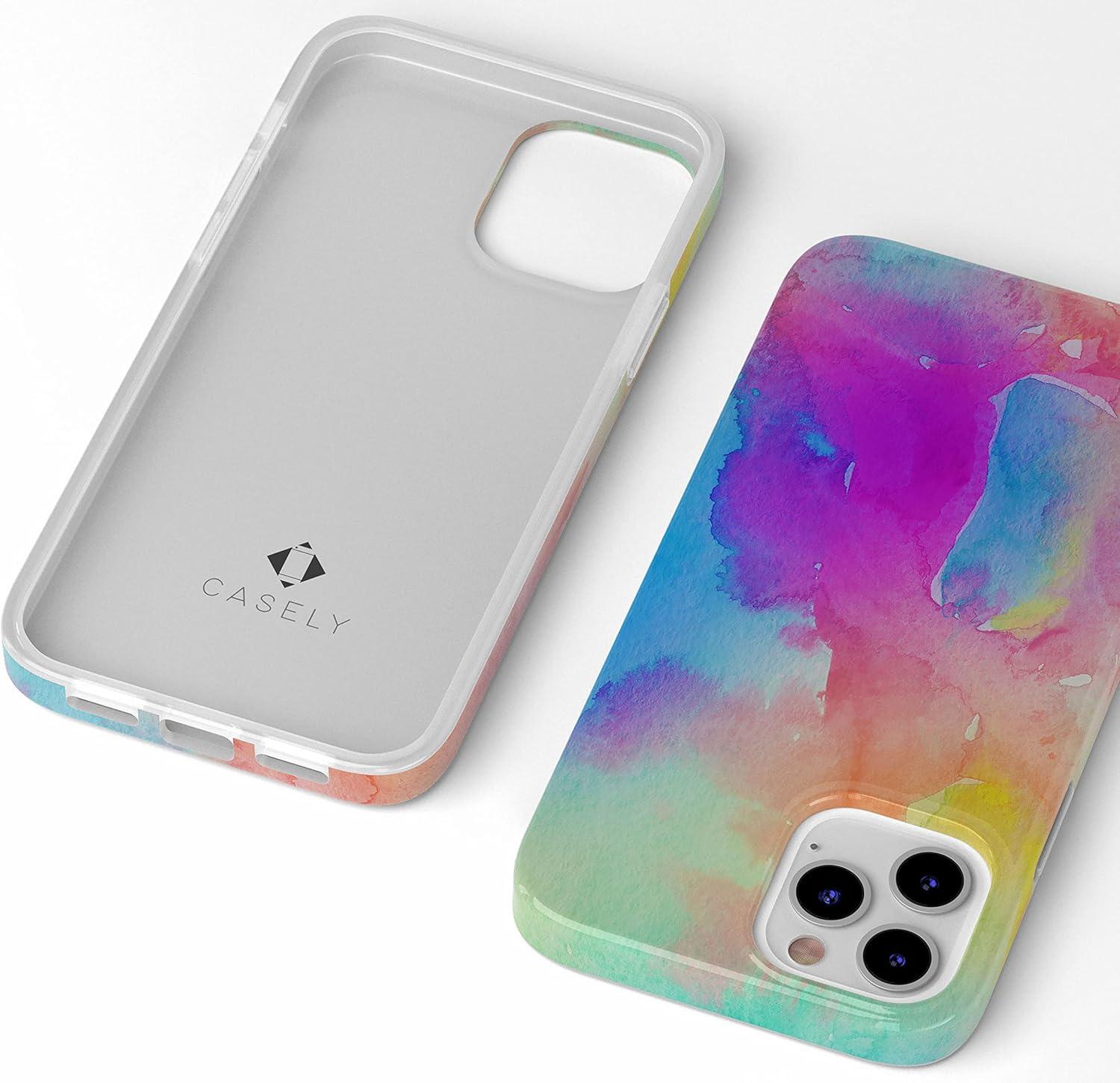 imageCasely iPhone 11 Pro Max Case  Out and About  Light Pink Floral  Classic Ultra Slim DesignCute Rainbow Marble