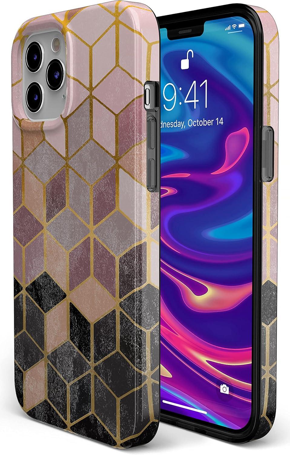 imageCasely iPhone 11 Pro Max Case  Out and About  Light Pink Floral  Classic Ultra Slim DesignGeo Rose Gold Marble