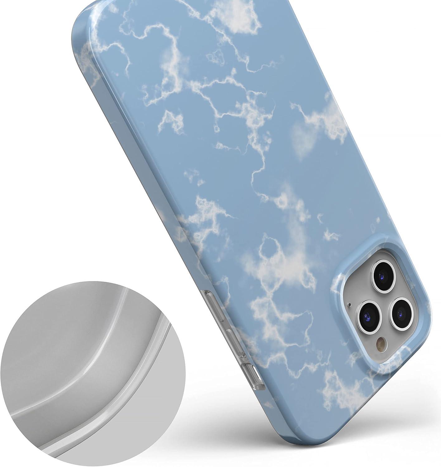 imageCasely iPhone 11 Pro Max Case  Out and About  Light Pink Floral  Classic Ultra Slim DesignLight Blue Skies Marble Clouds