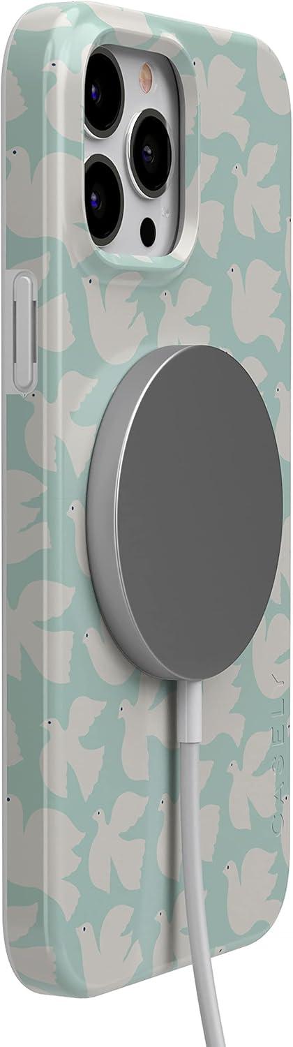 imageCasely iPhone 11 Pro Max Case  Out and About  Light Pink Floral  Classic Ultra Slim DesignLove Birds  White Doves