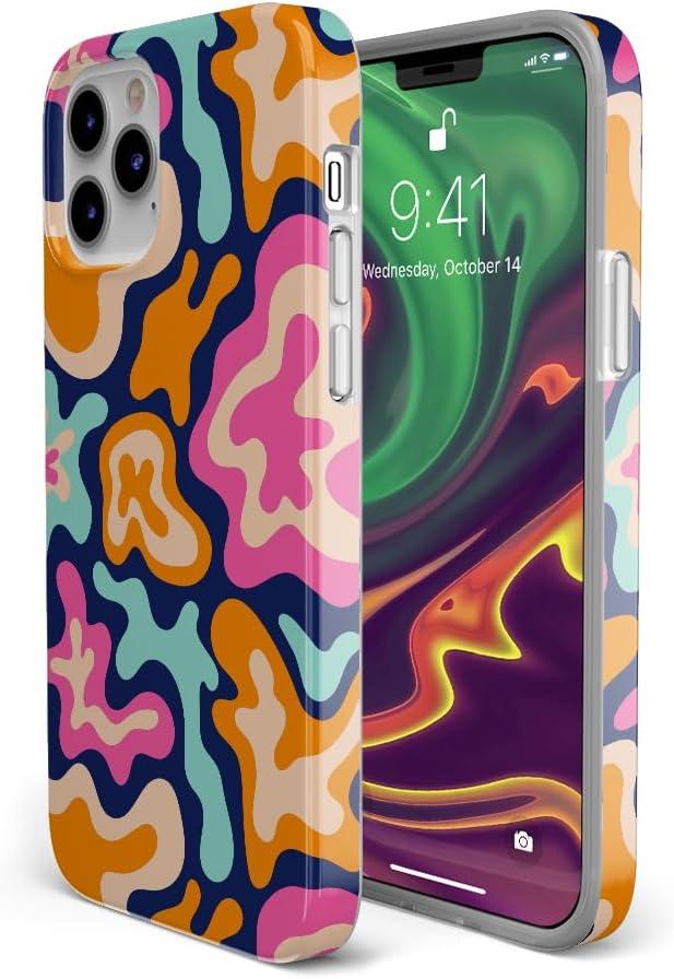 imageCasely iPhone 11 Pro Max Case  Out and About  Light Pink Floral  Classic Ultra Slim DesignMidnight Color Splash  Abstract Retro