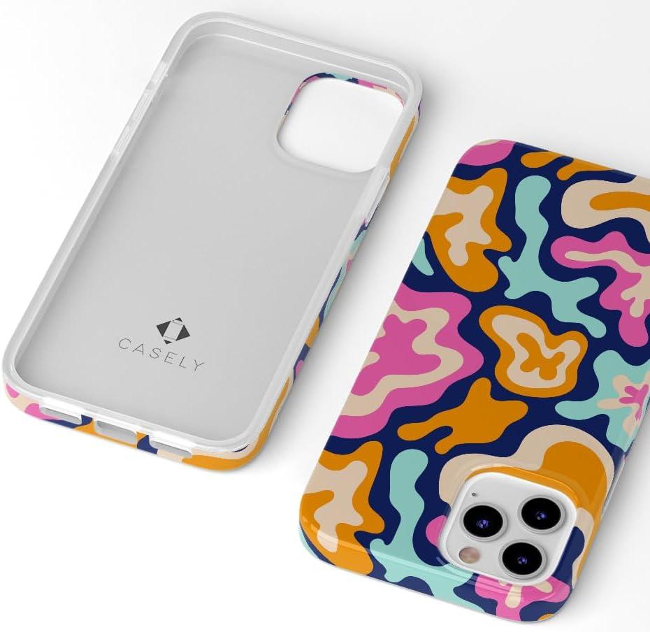 imageCasely iPhone 11 Pro Max Case  Out and About  Light Pink Floral  Classic Ultra Slim DesignMidnight Color Splash  Abstract Retro