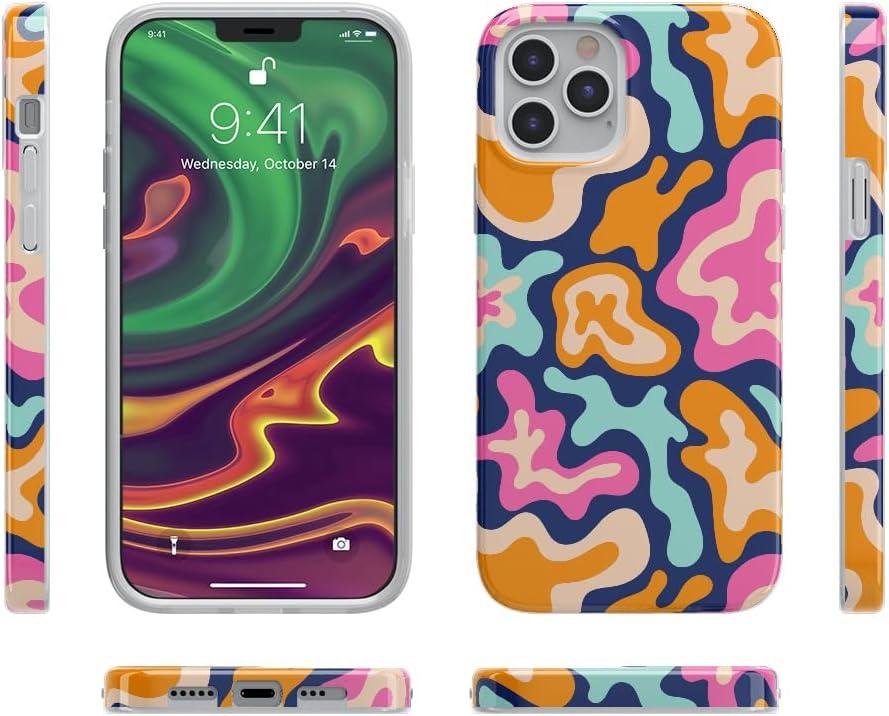 imageCasely iPhone 11 Pro Max Case  Out and About  Light Pink Floral  Classic Ultra Slim DesignMidnight Color Splash  Abstract Retro