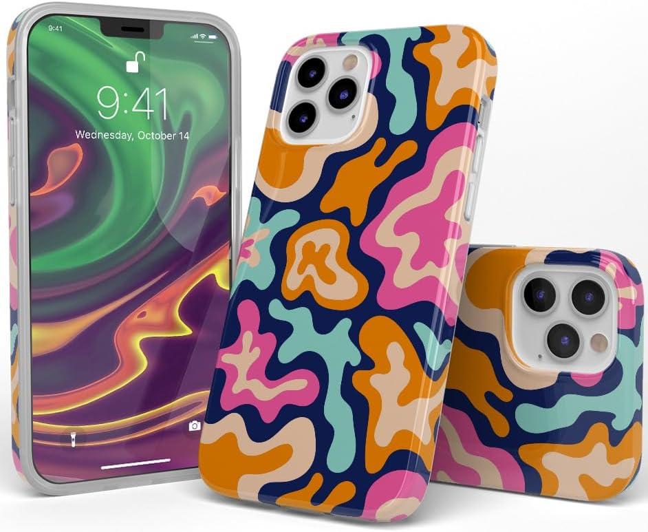 imageCasely iPhone 11 Pro Max Case  Out and About  Light Pink Floral  Classic Ultra Slim DesignMidnight Color Splash  Abstract Retro