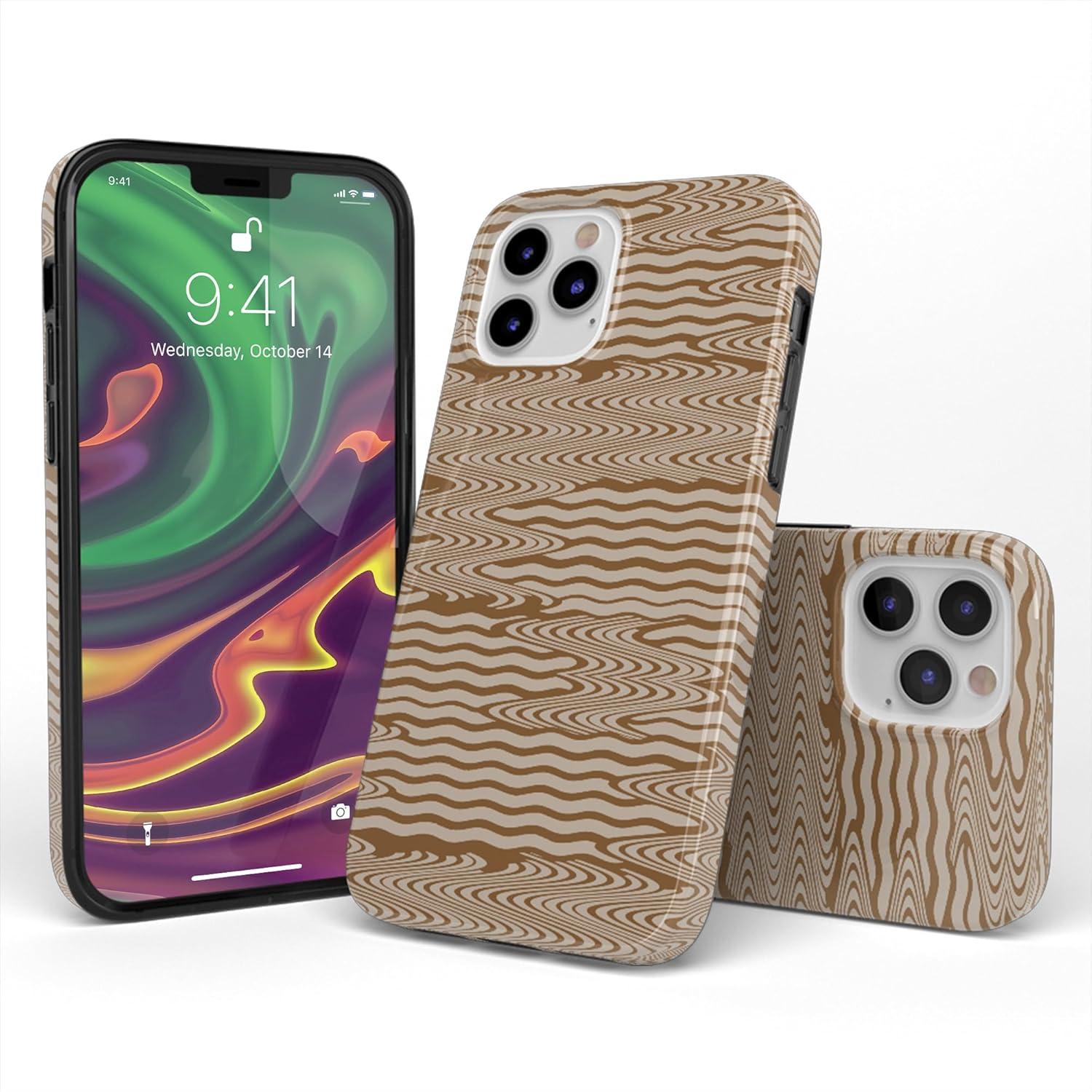 imageCasely iPhone 11 Pro Max Case  Out and About  Light Pink Floral  Classic Ultra Slim DesignMocha Ripple  Brown Waves