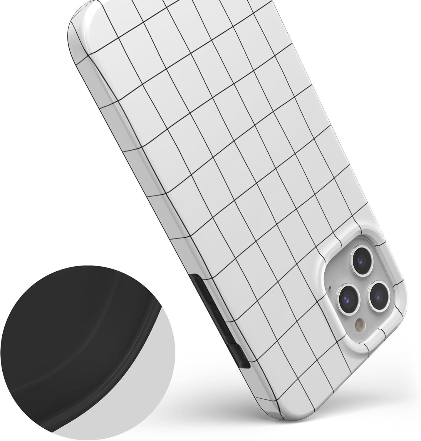 imageCasely iPhone 11 Pro Max Case  Out and About  Light Pink Floral  Classic Ultra Slim DesignOff the Grid  White  Black Lined