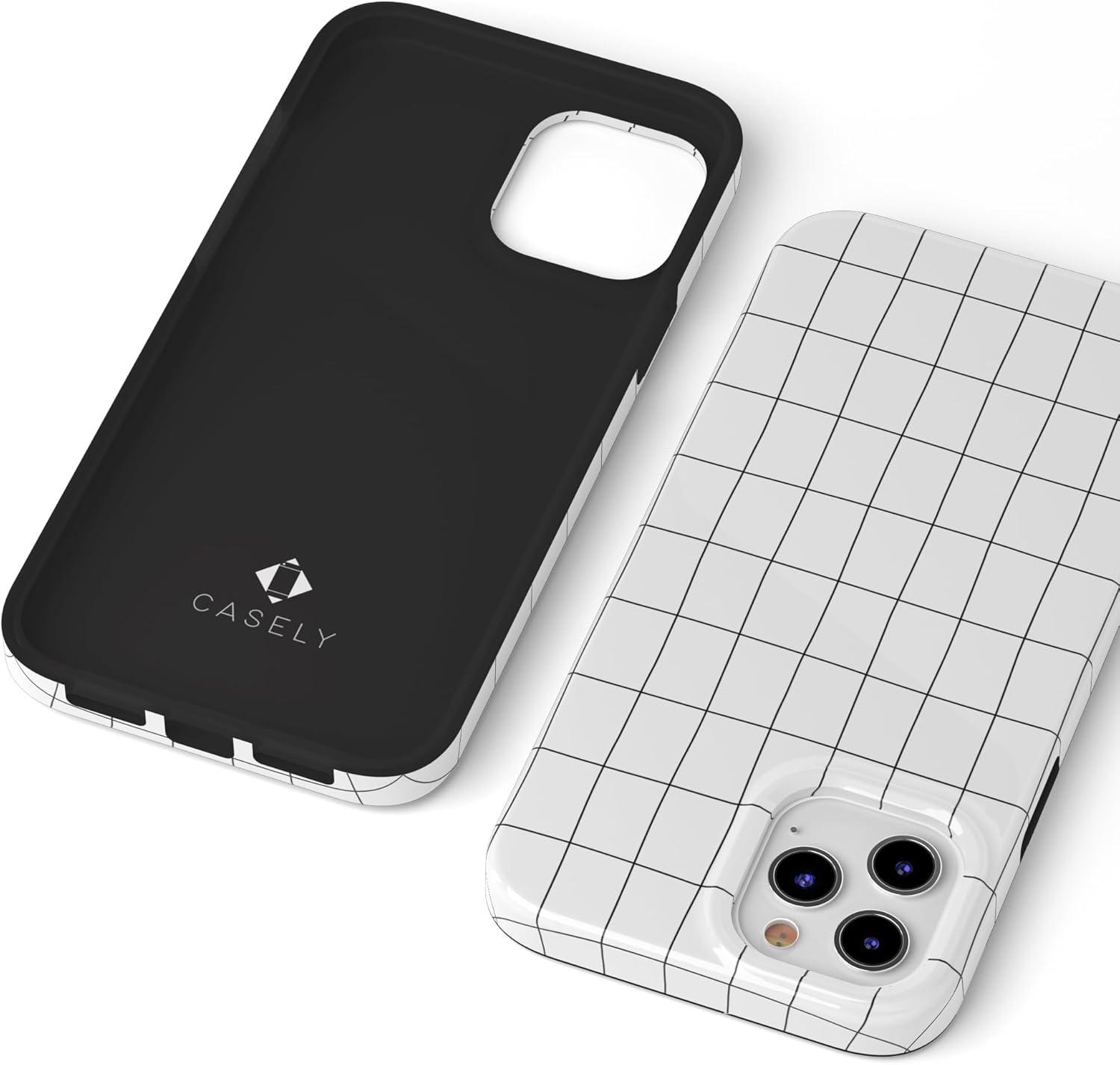 imageCasely iPhone 11 Pro Max Case  Out and About  Light Pink Floral  Classic Ultra Slim DesignOff the Grid  White  Black Lined