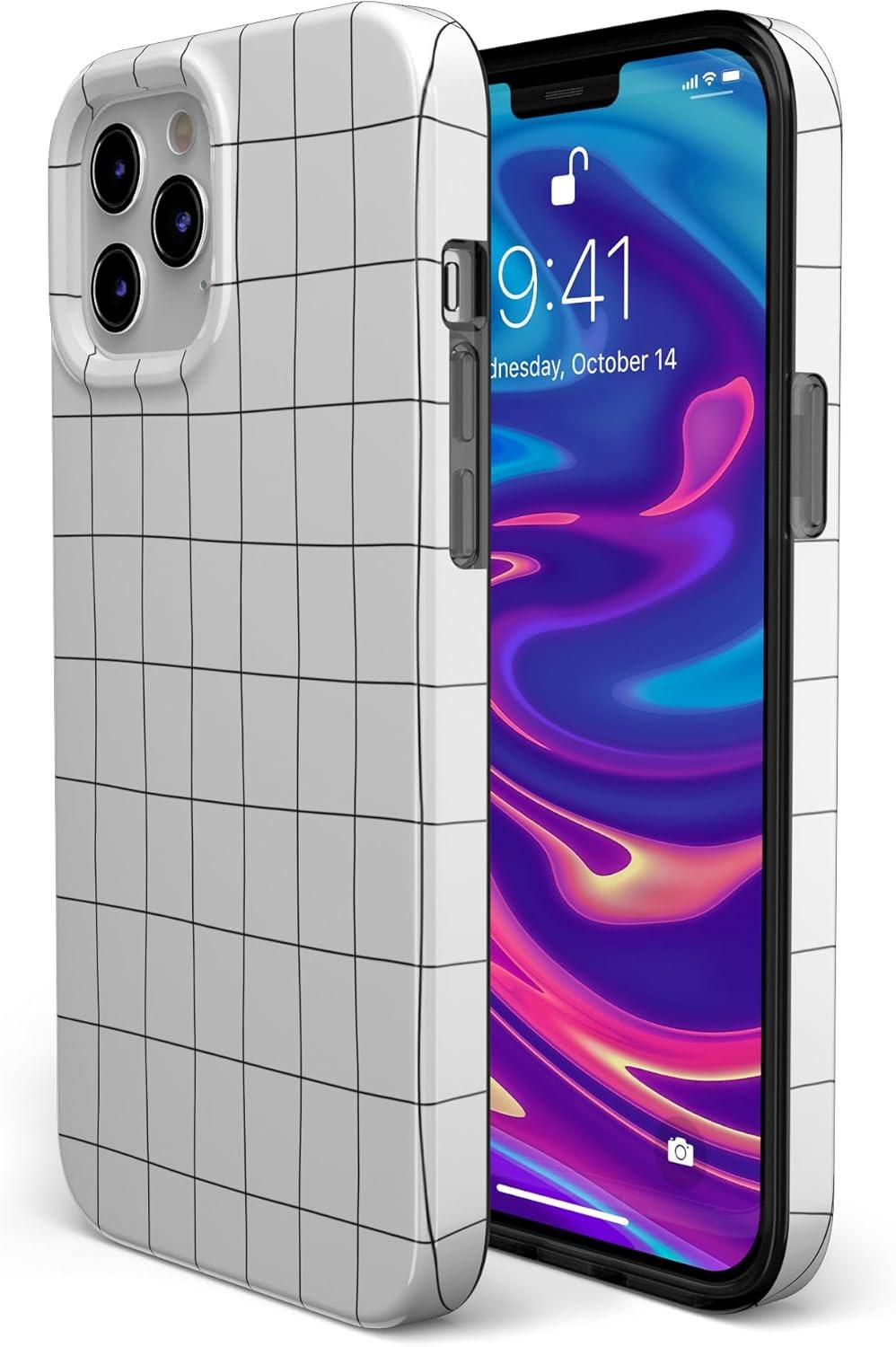 imageCasely iPhone 11 Pro Max Case  Out and About  Light Pink Floral  Classic Ultra Slim DesignOff the Grid  White  Black Lined