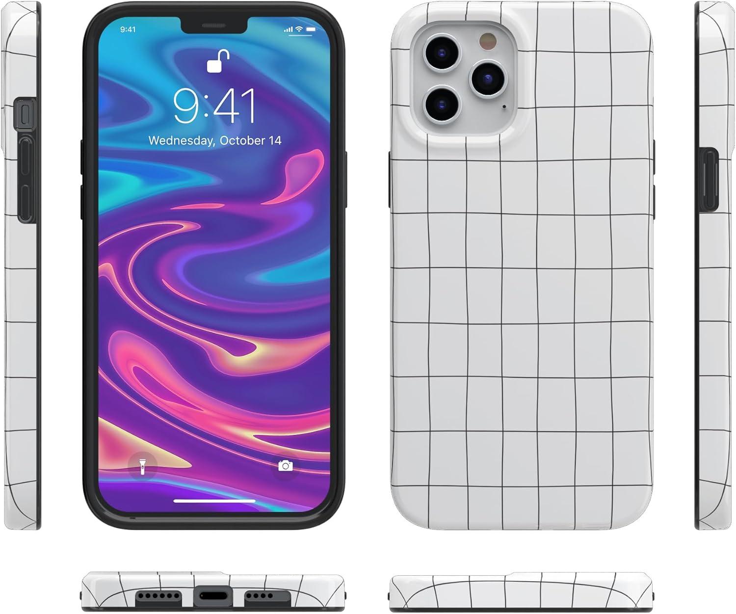 imageCasely iPhone 11 Pro Max Case  Out and About  Light Pink Floral  Classic Ultra Slim DesignOff the Grid  White  Black Lined