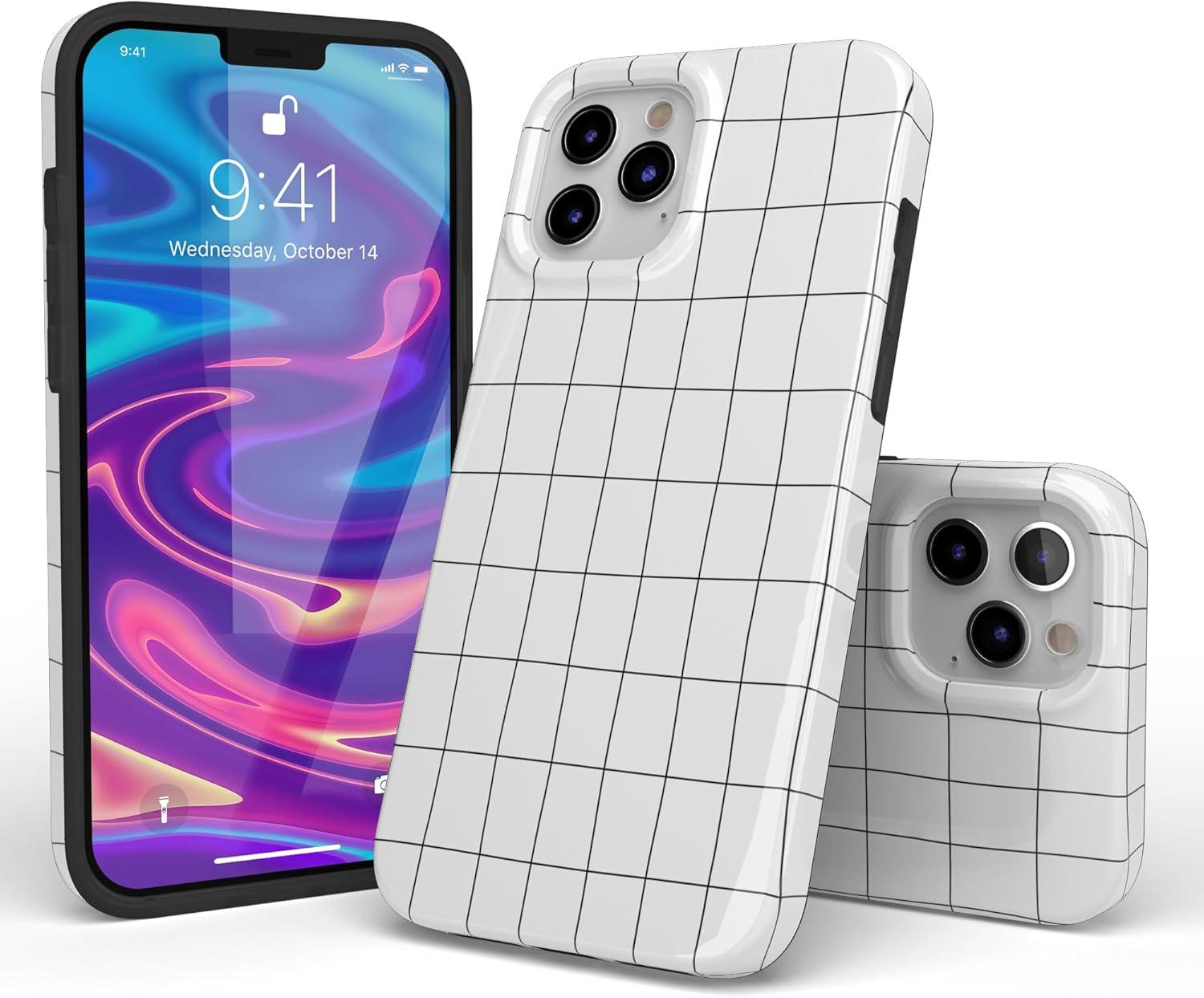 imageCasely iPhone 11 Pro Max Case  Out and About  Light Pink Floral  Classic Ultra Slim DesignOff the Grid  White  Black Lined