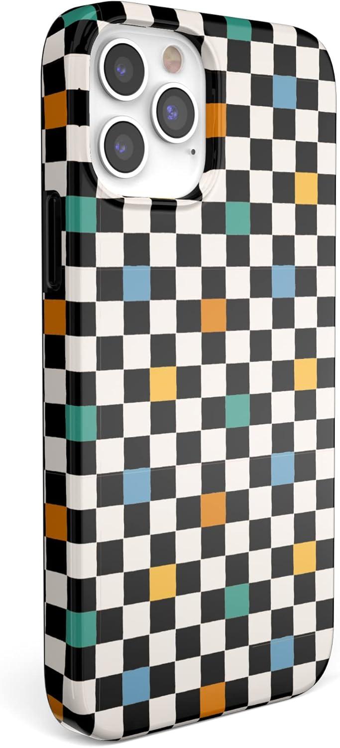 imageCasely iPhone 11 Pro Max Case  Out and About  Light Pink Floral  Classic Ultra Slim DesignOld Skool  Retro Checkerboard