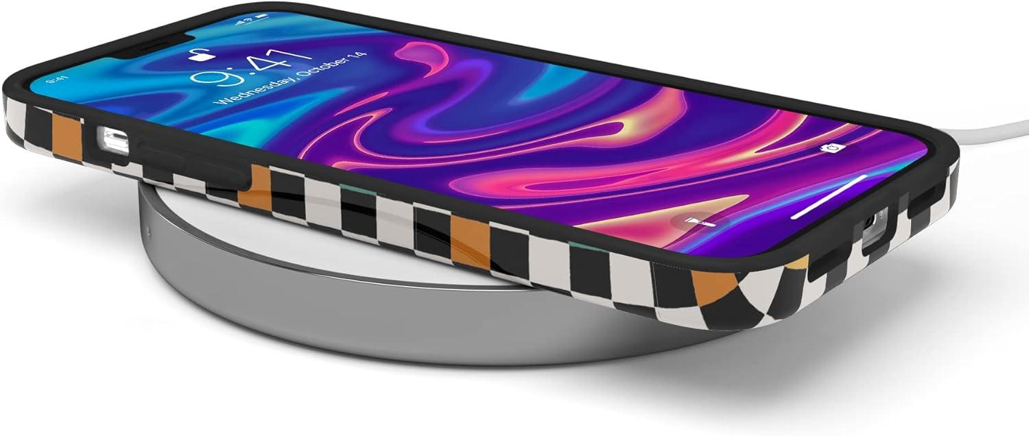 imageCasely iPhone 11 Pro Max Case  Out and About  Light Pink Floral  Classic Ultra Slim DesignOld Skool  Retro Checkerboard