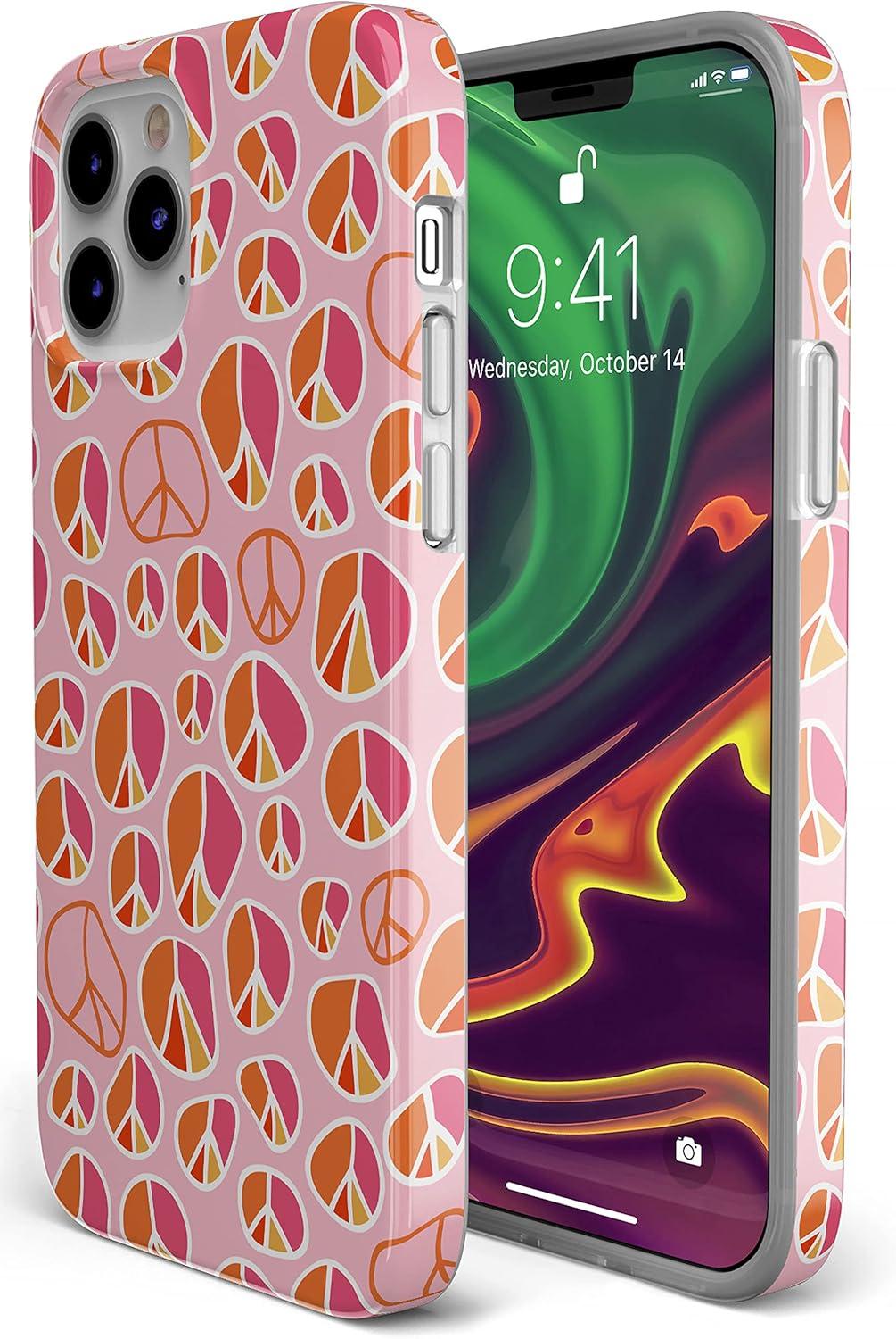 imageCasely iPhone 11 Pro Max Case  Out and About  Light Pink Floral  Classic Ultra Slim DesignPeace Out  Groovy Peace Sign