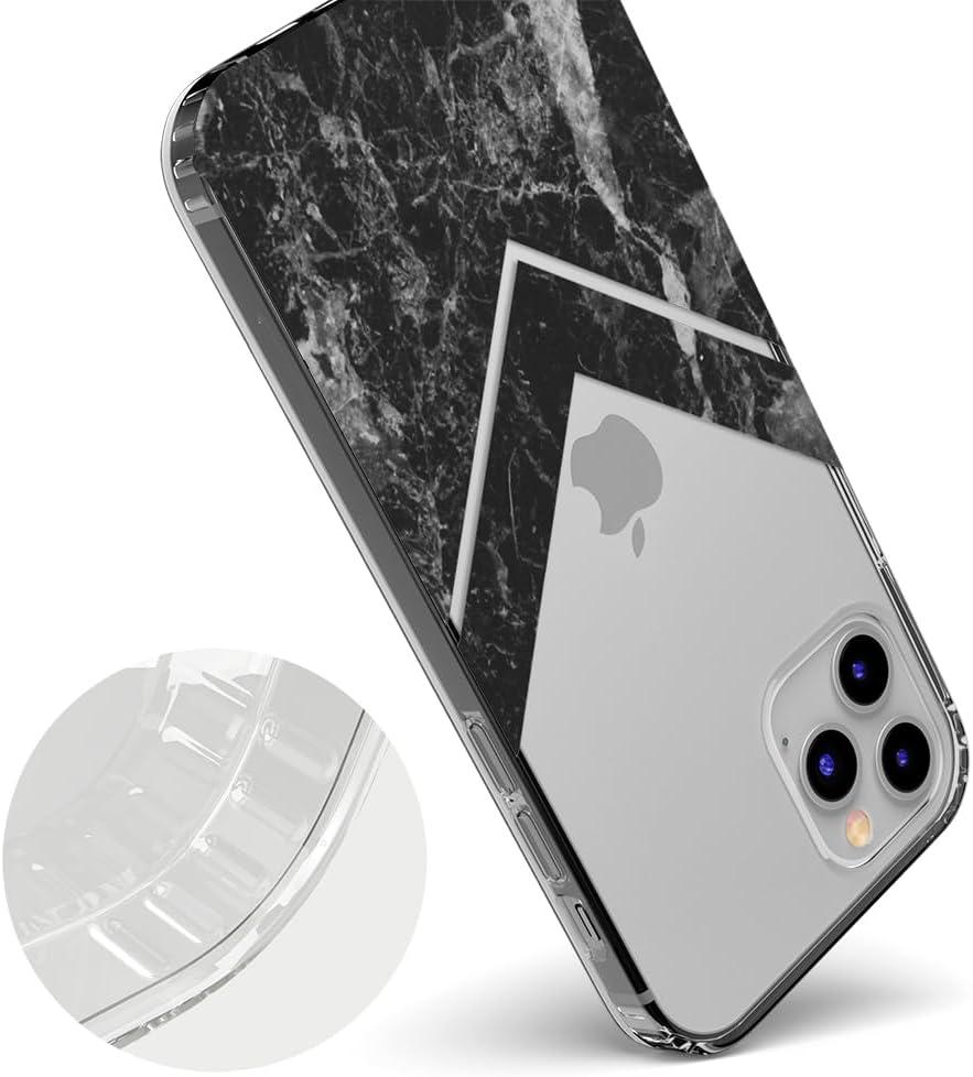 imageCasely iPhone 11 Pro Max Case  Out and About  Light Pink Floral  Classic Ultra Slim DesignSleek and Simple  Black Marble V Clear