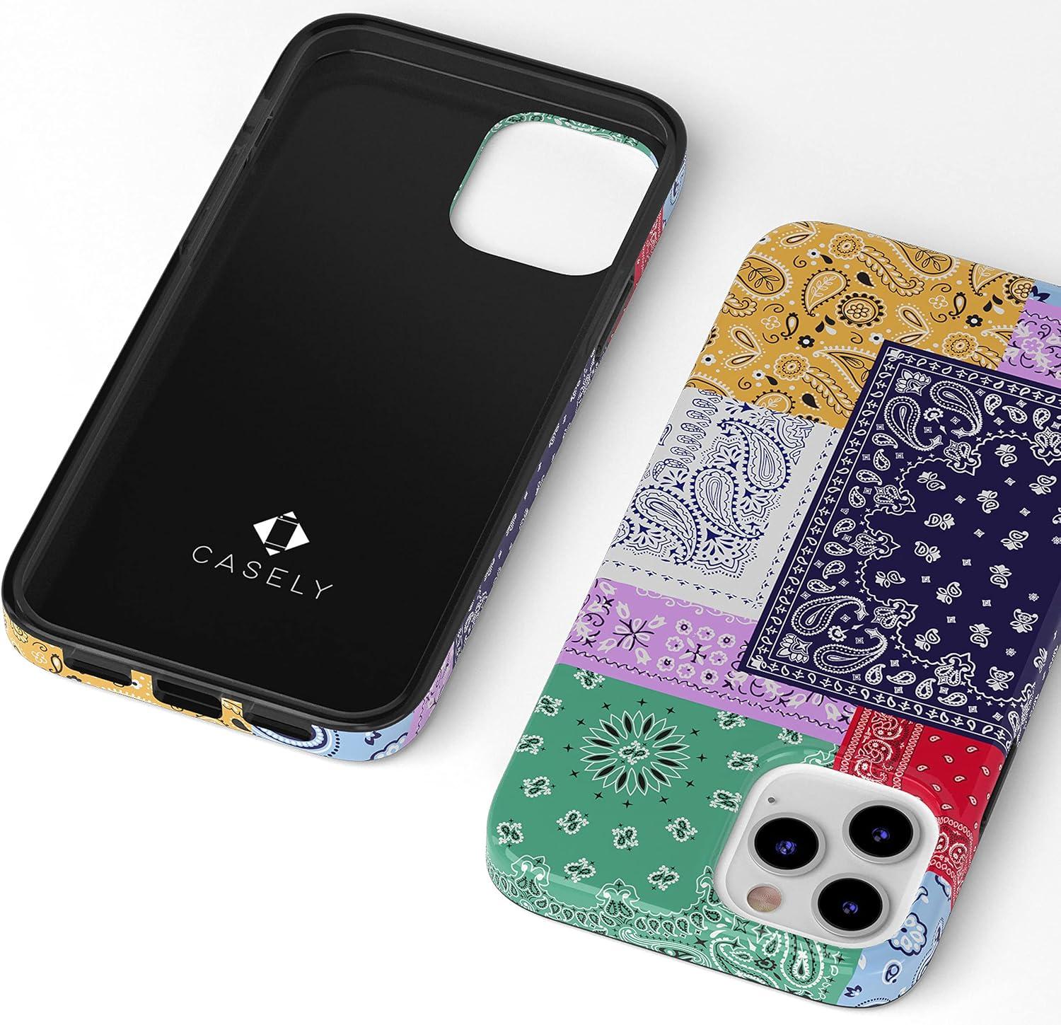 imageCasely iPhone 11 Pro Max Case  Out and About  Light Pink Floral  Classic Ultra Slim DesignSwatch It Up  Patchwork Bandana