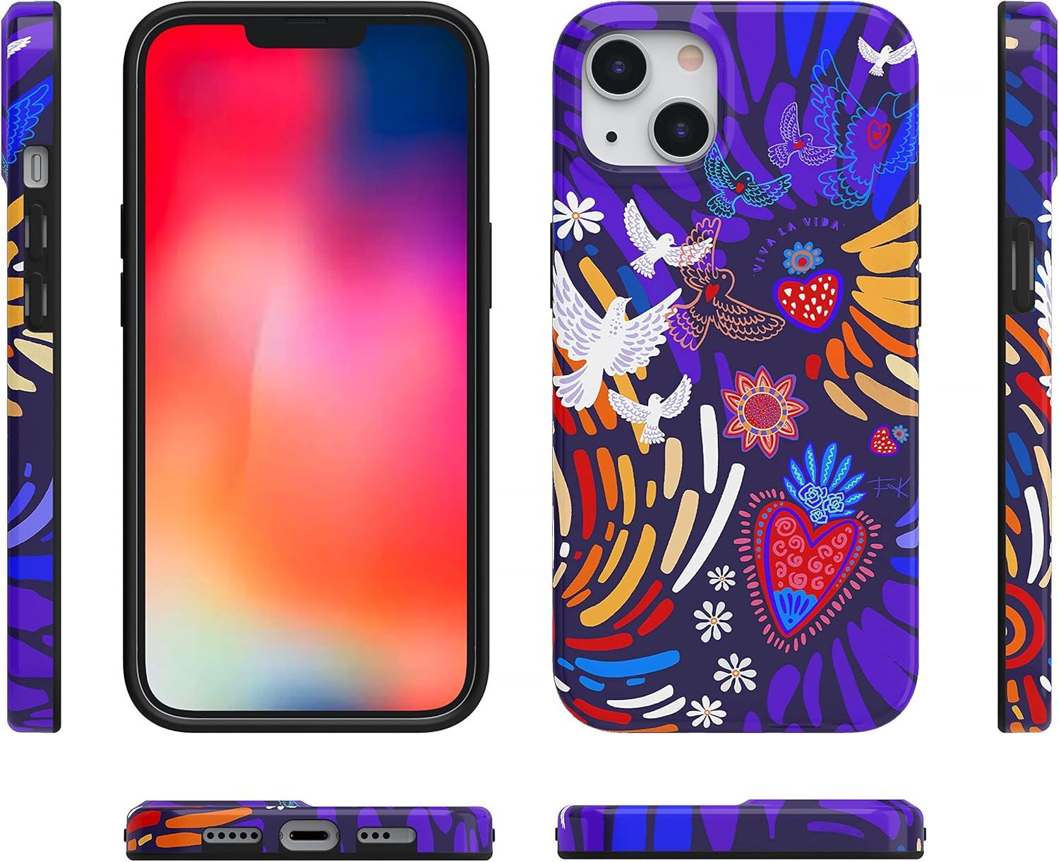 imageCasely iPhone 13 SunThemed Case  Colorblock Sunset Sunrise Pattern  Drop Test Certified amp Camera Lens Protection16 Frida Kahlo  Viva La Vida  Floral Collage