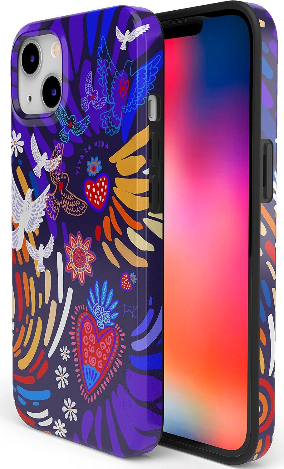 imageCasely iPhone 13 SunThemed Case  Colorblock Sunset Sunrise Pattern  Drop Test Certified amp Camera Lens Protection16 Frida Kahlo  Viva La Vida  Floral Collage
