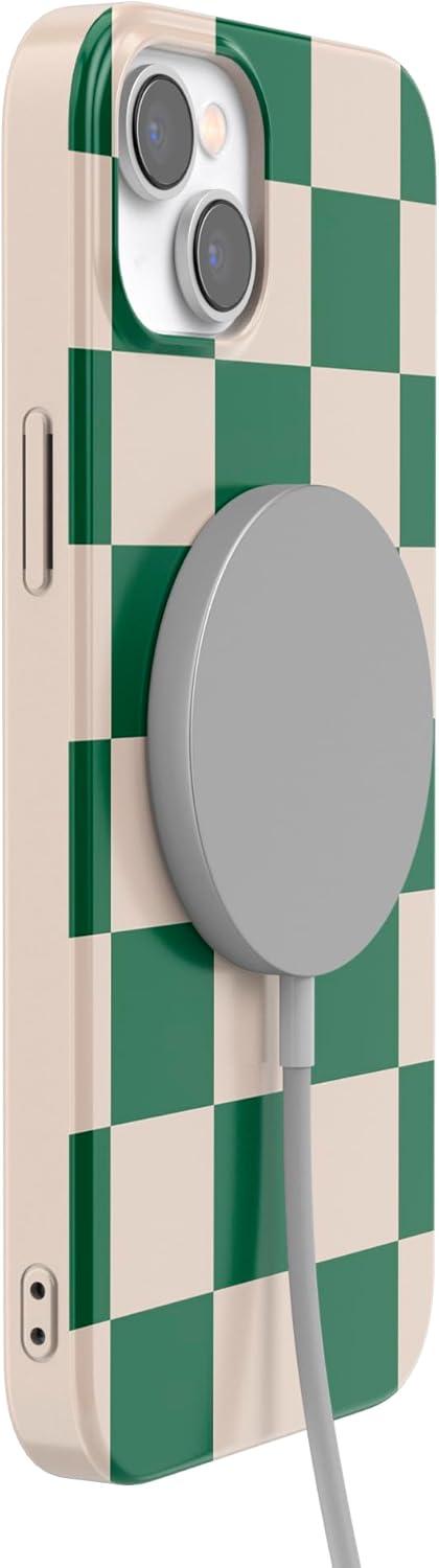 imageCasely iPhone 13 SunThemed Case  Colorblock Sunset Sunrise Pattern  Drop Test Certified amp Camera Lens ProtectionFit Check  Green Checkerboard