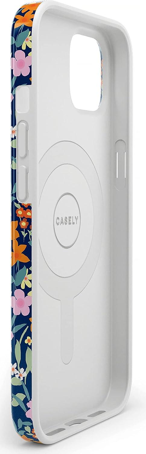 imageCasely iPhone 13 SunThemed Case  Colorblock Sunset Sunrise Pattern  Drop Test Certified amp Camera Lens ProtectionFull Bloom  Navy Floral