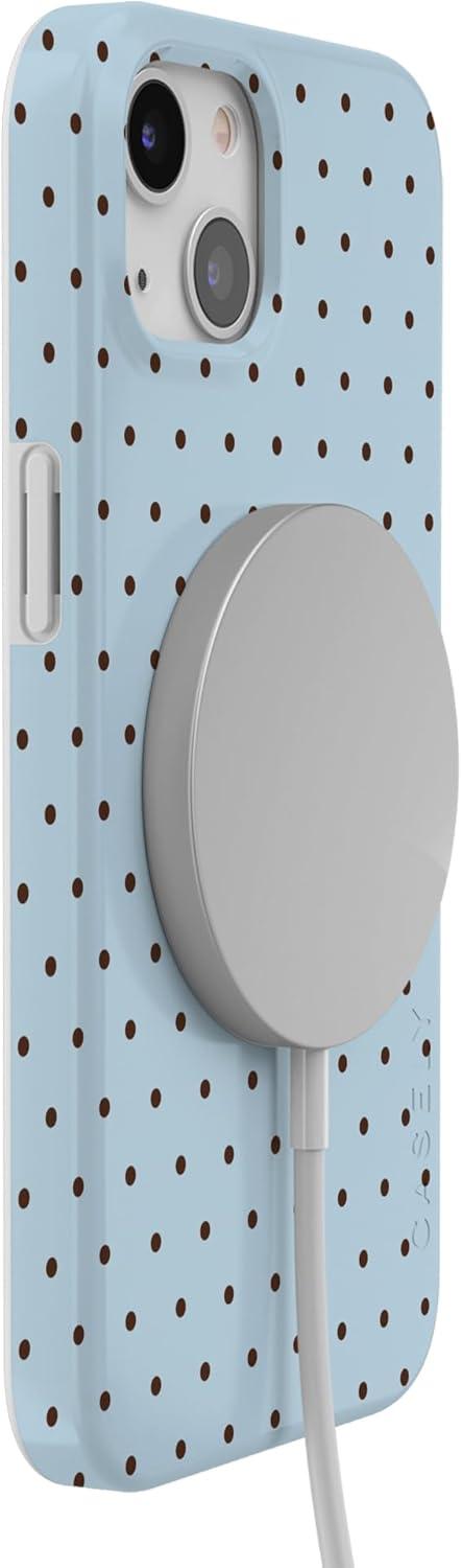 imageCasely iPhone 13 SunThemed Case  Colorblock Sunset Sunrise Pattern  Drop Test Certified amp Camera Lens ProtectionOn the Dot  Blue Polka Dot