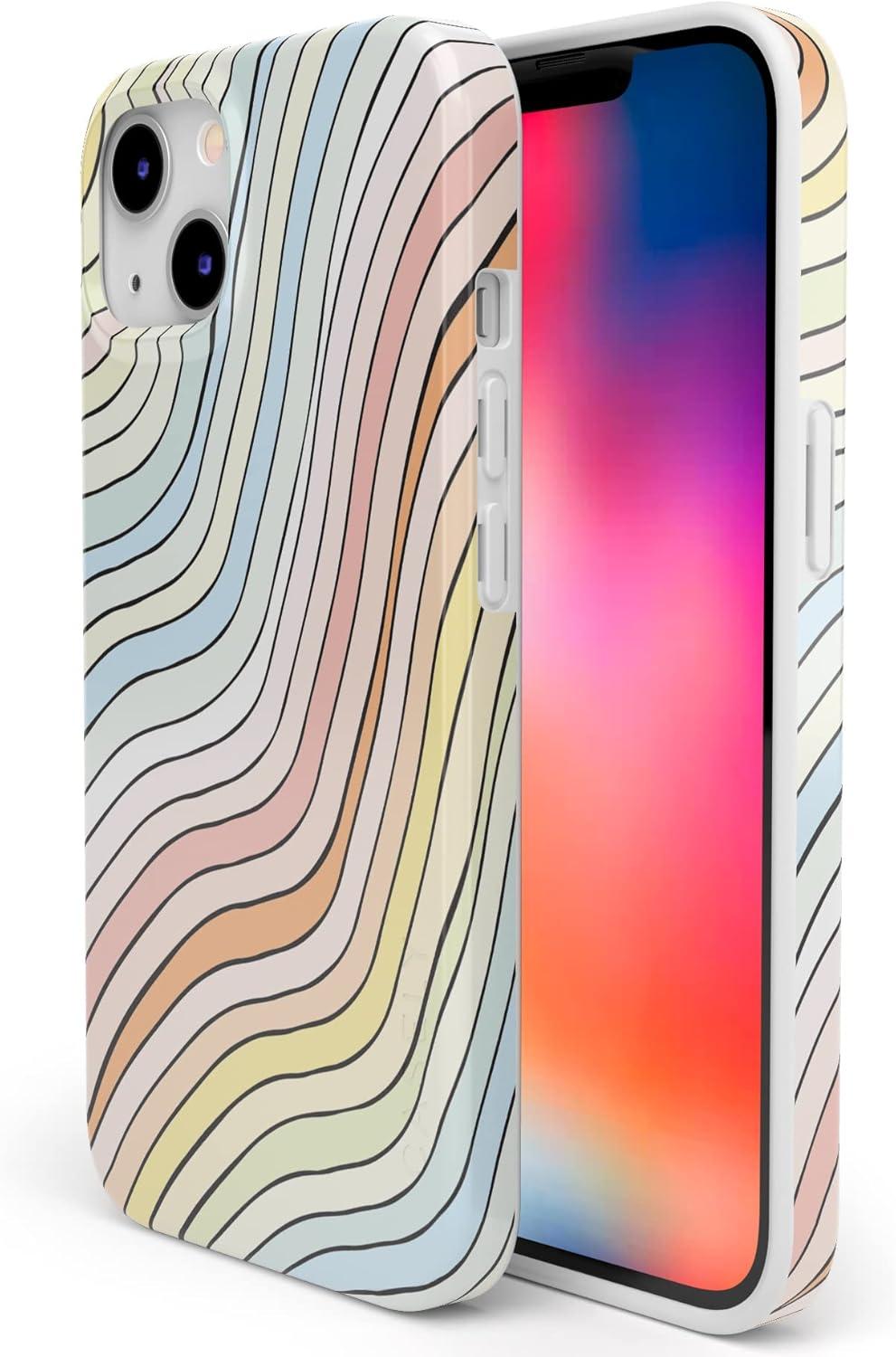 imageCasely iPhone 13 SunThemed Case  Colorblock Sunset Sunrise Pattern  Drop Test Certified amp Camera Lens ProtectionRide The Wave  Pastel Rainbow Lined