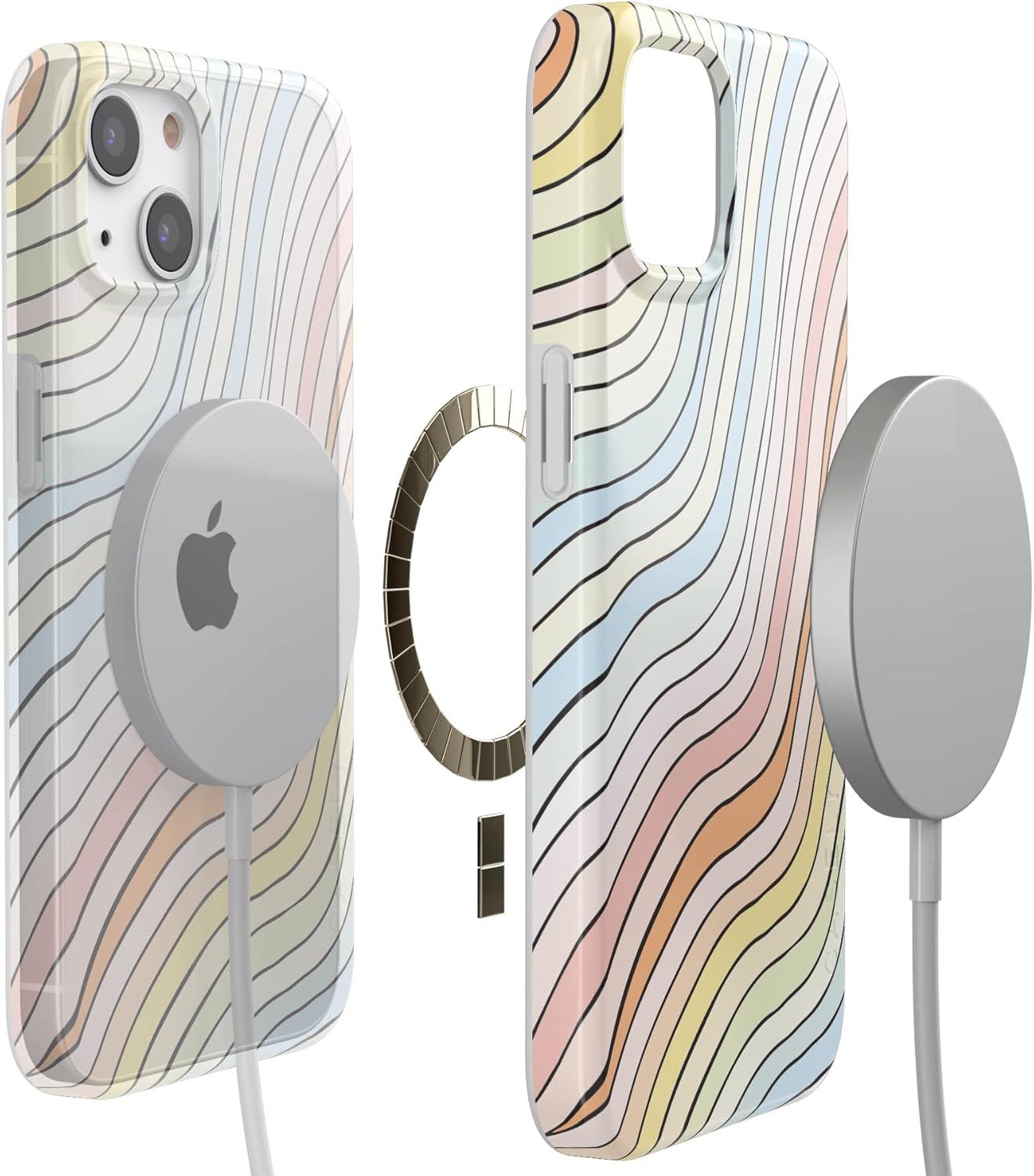 imageCasely iPhone 13 SunThemed Case  Colorblock Sunset Sunrise Pattern  Drop Test Certified amp Camera Lens ProtectionRide The Wave  Pastel Rainbow Lined