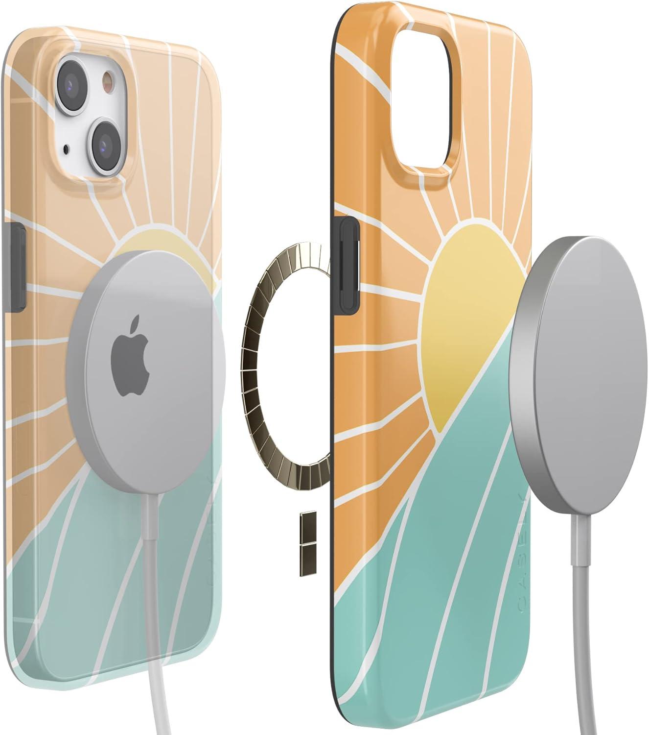 imageCasely iPhone 13 SunThemed Case  Colorblock Sunset Sunrise Pattern  Drop Test Certified amp Camera Lens ProtectionYellow  Orange  Green