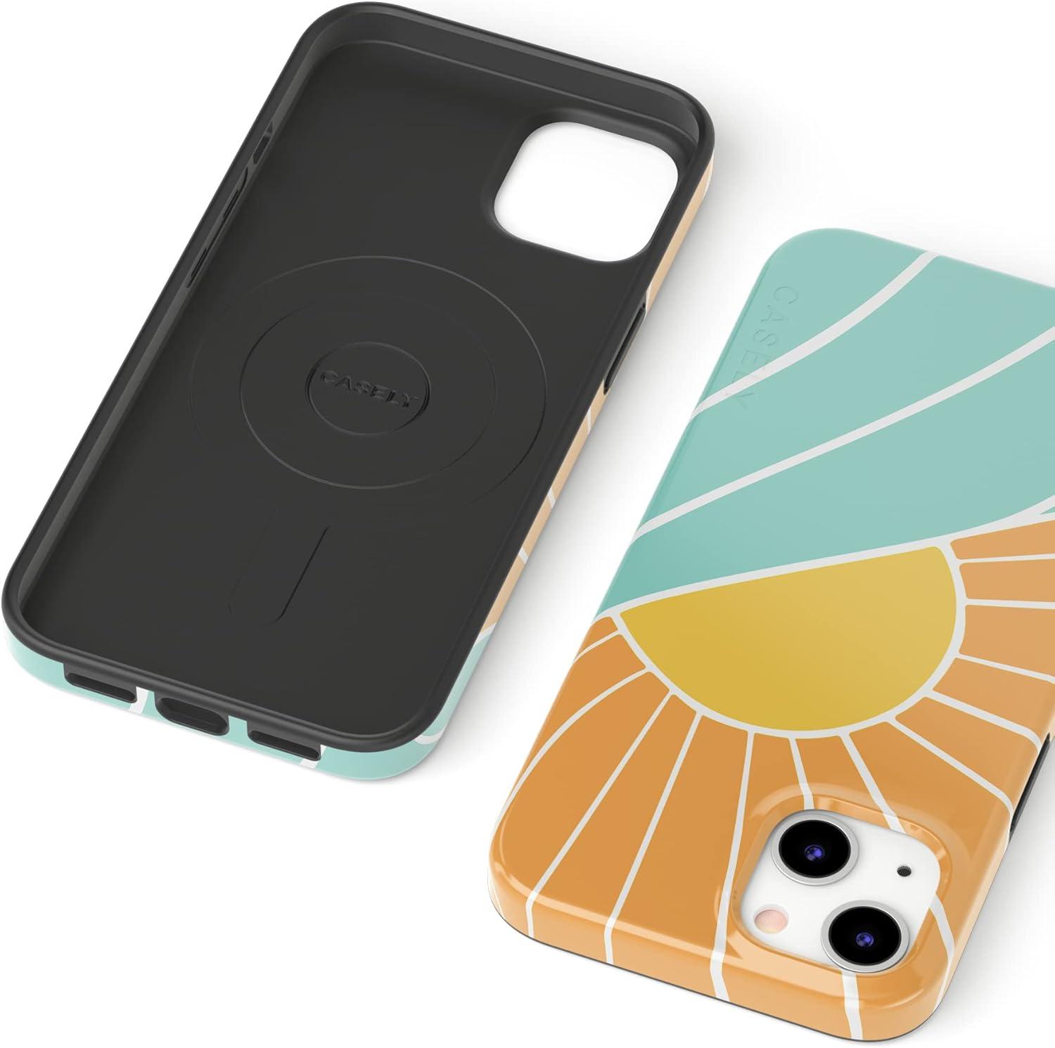 imageCasely iPhone 13 SunThemed Case  Colorblock Sunset Sunrise Pattern  Drop Test Certified amp Camera Lens ProtectionYellow  Orange  Green