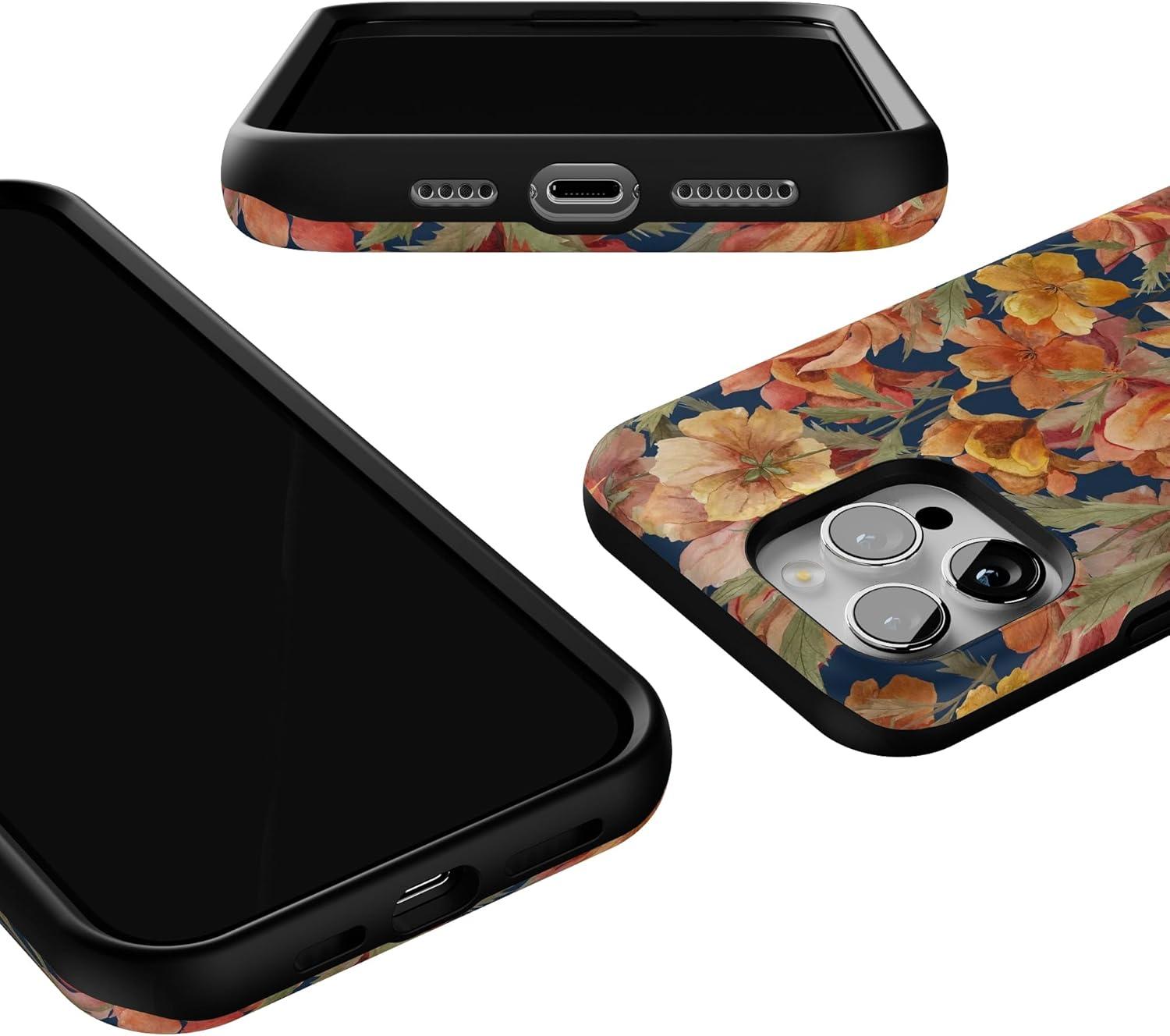 imageCasely iPhone 14 Pro Case  Fallen Gold  Antique Floral  Compatible with MagSafe  Bold Protective Design