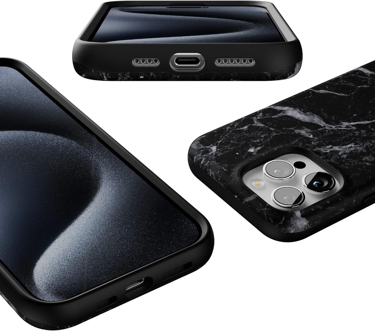 imageCasely iPhone 15 Pro Case  Keep It Classic  Crayola Crayon Box  Bold Protective Design  Compatible with MagSafeBlack Pearl  Classic Black Marble