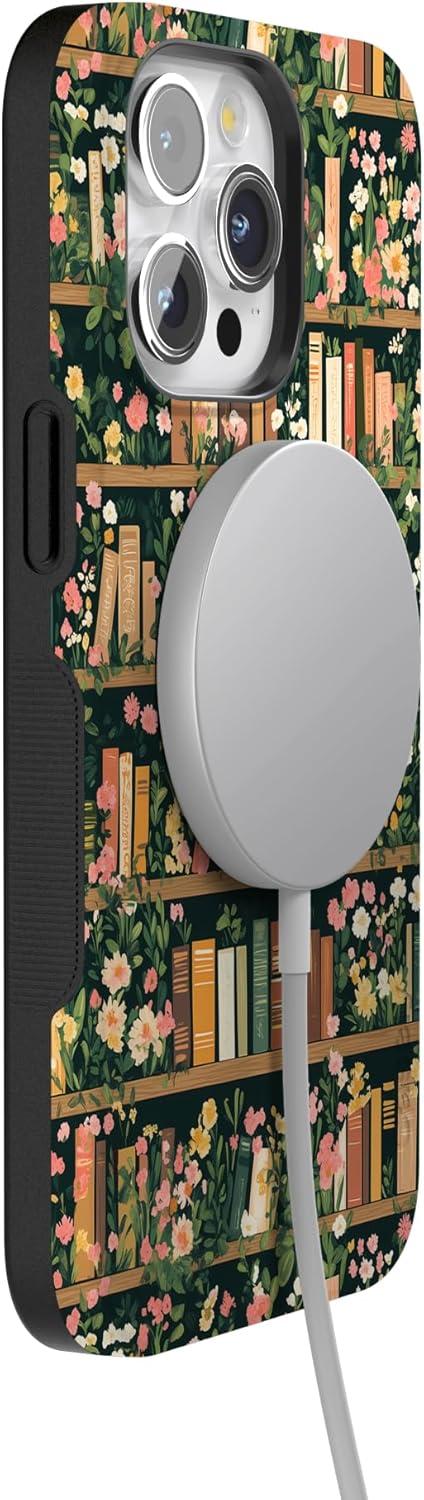 imageCasely iPhone 15 Pro Case  Keep It Classic  Crayola Crayon Box  Bold Protective Design  Compatible with MagSafeBook Nook  Floral Library