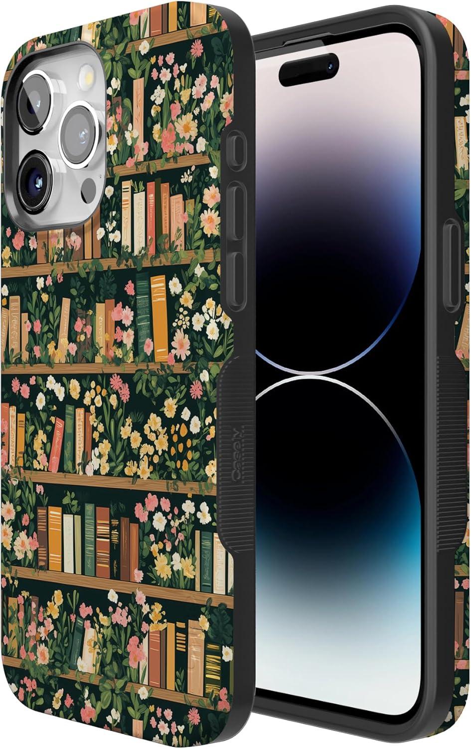 imageCasely iPhone 15 Pro Case  Keep It Classic  Crayola Crayon Box  Bold Protective Design  Compatible with MagSafeBook Nook  Floral Library