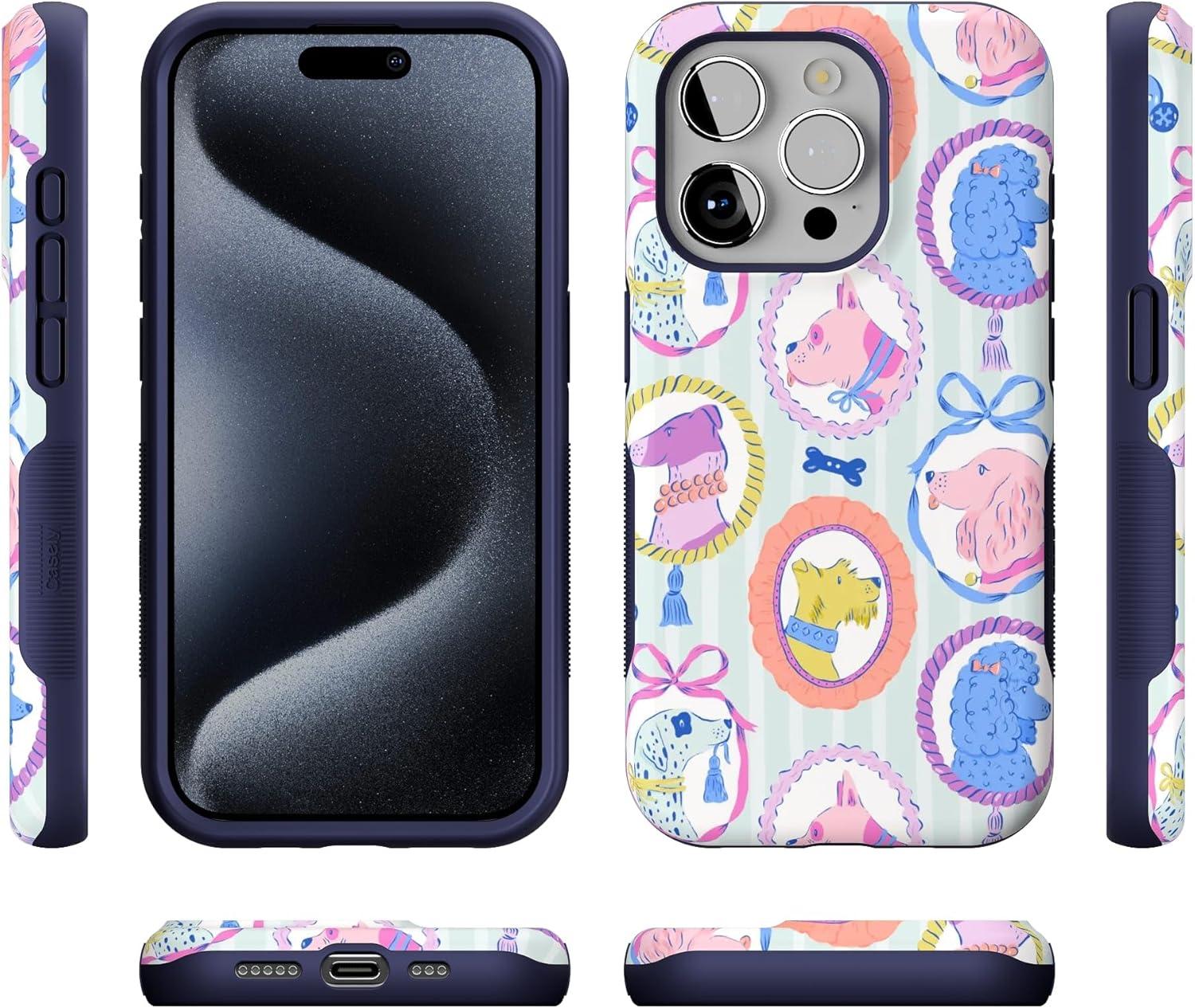 imageCasely iPhone 15 Pro Case  Keep It Classic  Crayola Crayon Box  Bold Protective Design  Compatible with MagSafeChateau Pups  French Dog