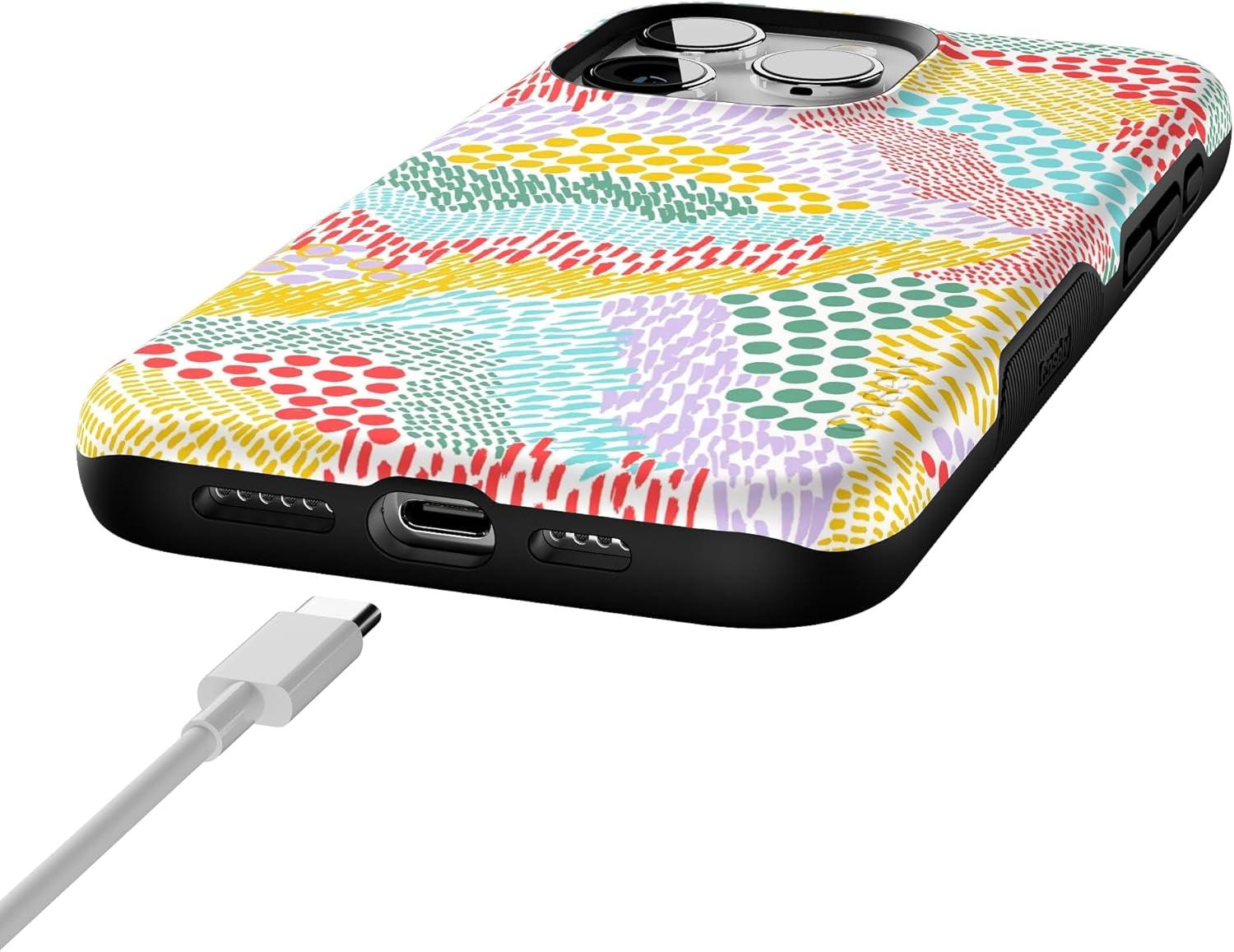 imageCasely iPhone 15 Pro Case  Keep It Classic  Crayola Crayon Box  Bold Protective Design  Compatible with MagSafeColor Me Happy  Pattern Colorblock