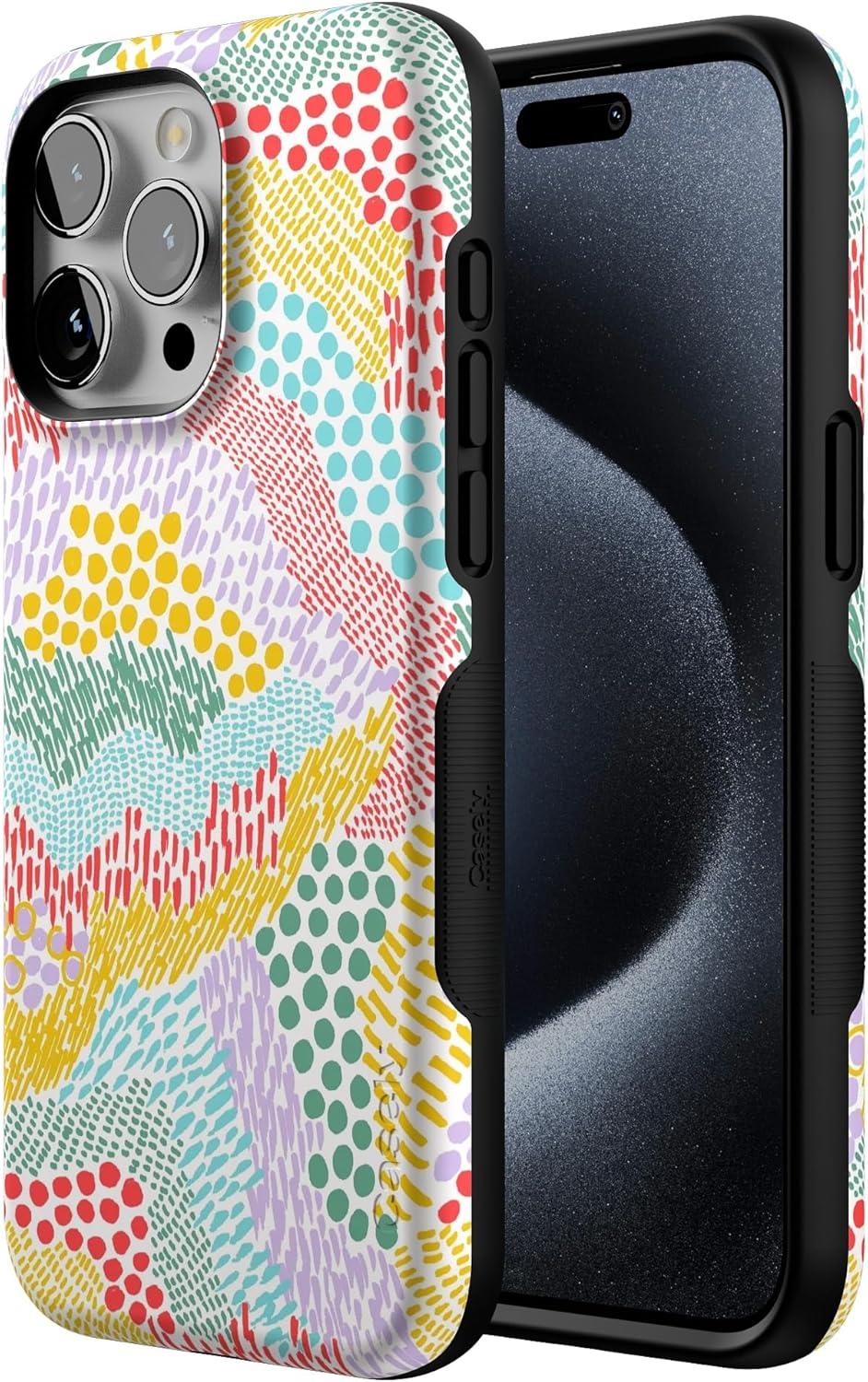 imageCasely iPhone 15 Pro Case  Keep It Classic  Crayola Crayon Box  Bold Protective Design  Compatible with MagSafeColor Me Happy  Pattern Colorblock