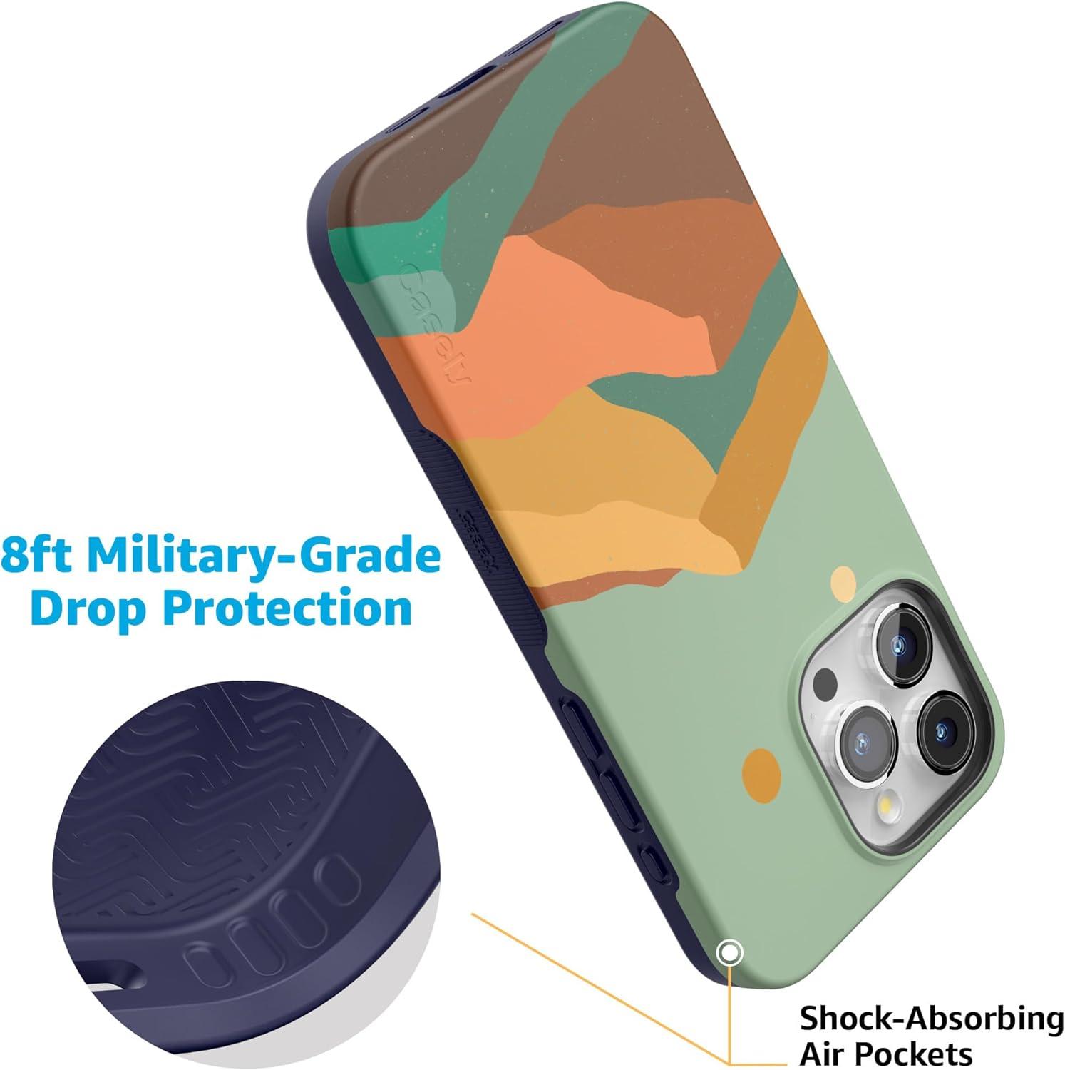 imageCasely iPhone 15 Pro Case  Keep It Classic  Crayola Crayon Box  Bold Protective Design  Compatible with MagSafeEndless Peaks  Colorblock Mountain