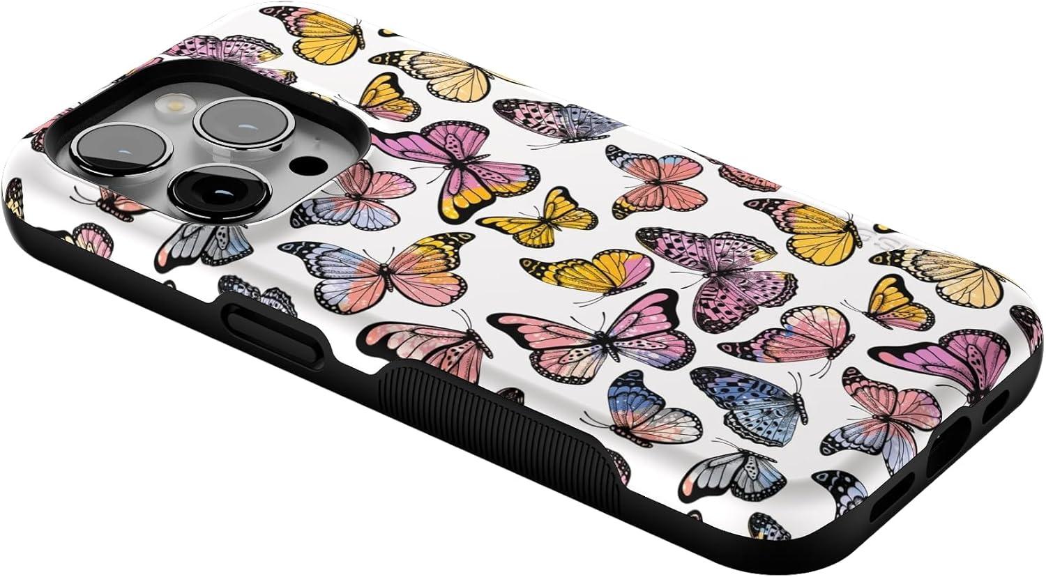 imageCasely iPhone 15 Pro Case  Keep It Classic  Crayola Crayon Box  Bold Protective Design  Compatible with MagSafeFree Spirit  Rainbow Butterfly