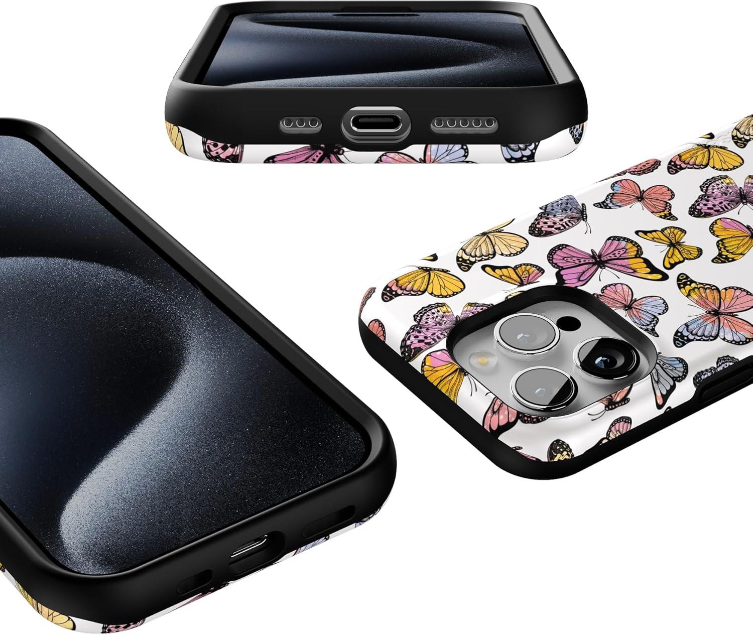 imageCasely iPhone 15 Pro Case  Keep It Classic  Crayola Crayon Box  Bold Protective Design  Compatible with MagSafeFree Spirit  Rainbow Butterfly