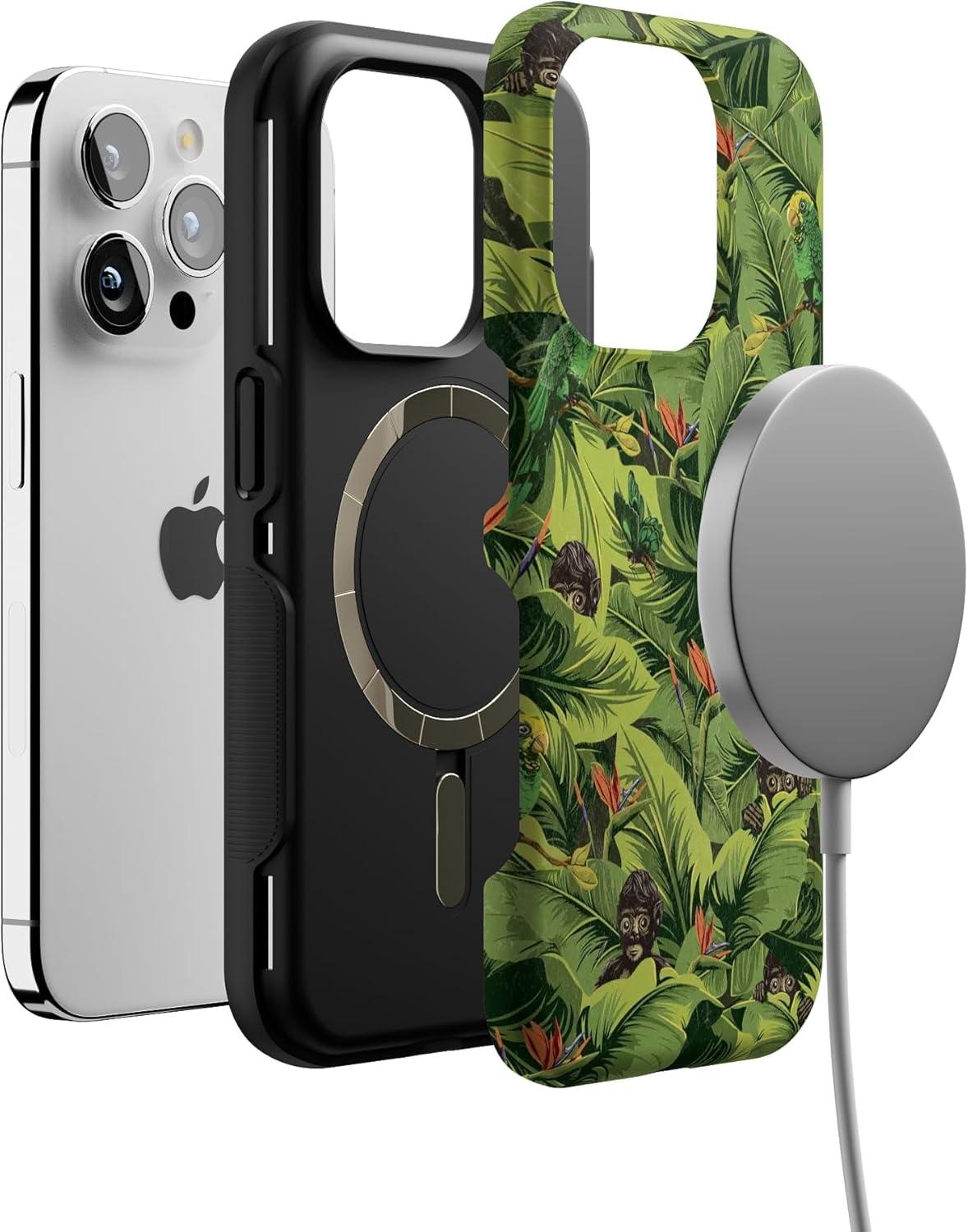 imageCasely iPhone 15 Pro Case  Keep It Classic  Crayola Crayon Box  Bold Protective Design  Compatible with MagSafeFrida Kahlo  Sneaky Monkeys  Jungle Floral