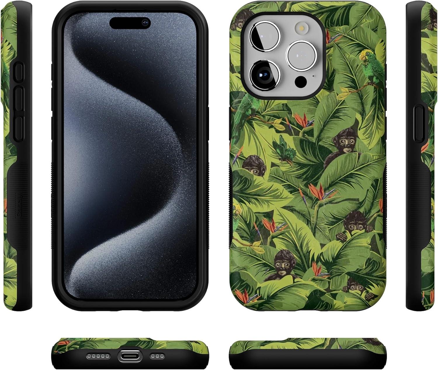 imageCasely iPhone 15 Pro Case  Keep It Classic  Crayola Crayon Box  Bold Protective Design  Compatible with MagSafeFrida Kahlo  Sneaky Monkeys  Jungle Floral