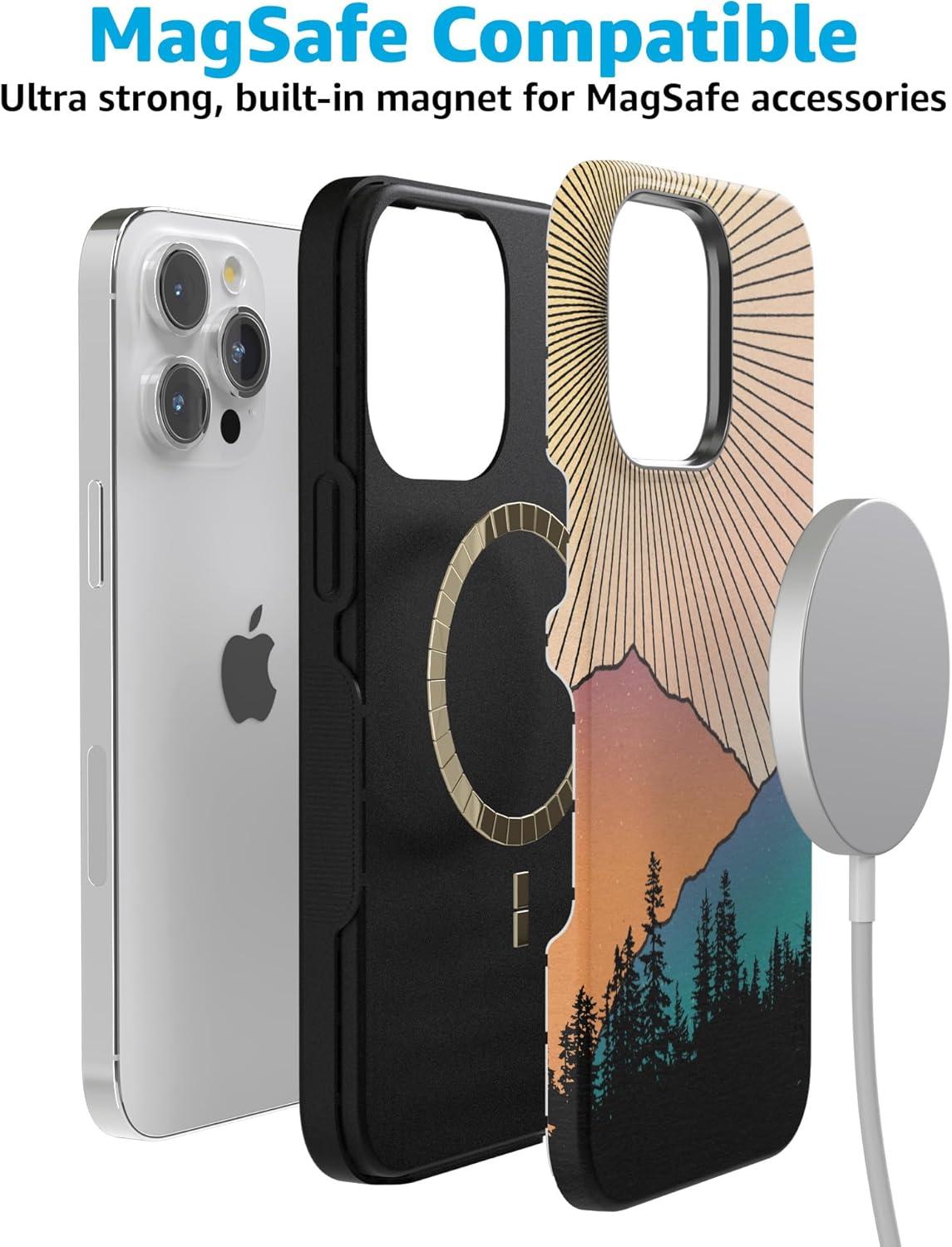 imageCasely iPhone 15 Pro Case  Keep It Classic  Crayola Crayon Box  Bold Protective Design  Compatible with MagSafeGolden Hour  Mountain Sunset