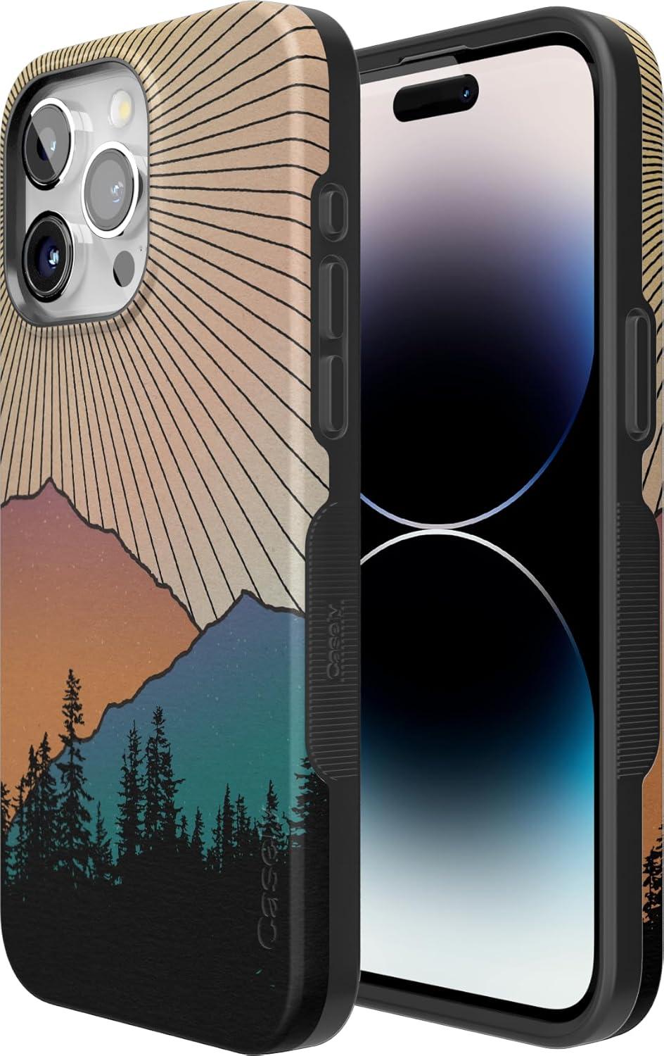 imageCasely iPhone 15 Pro Case  Keep It Classic  Crayola Crayon Box  Bold Protective Design  Compatible with MagSafeGolden Hour  Mountain Sunset