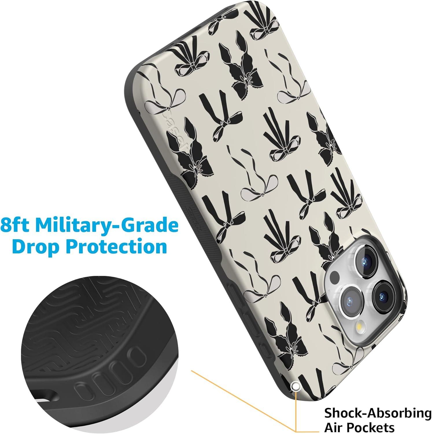 imageCasely iPhone 15 Pro Case  Keep It Classic  Crayola Crayon Box  Bold Protective Design  Compatible with MagSafeGoth Girlie  Black Bows