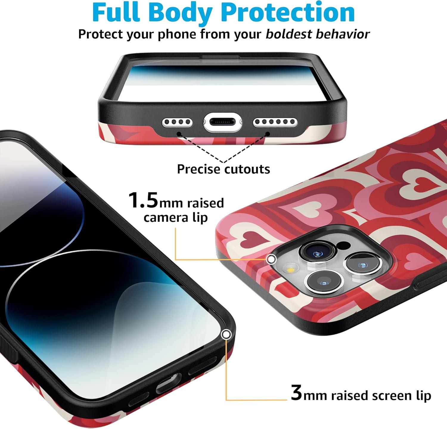 imageCasely iPhone 15 Pro Case  Keep It Classic  Crayola Crayon Box  Bold Protective Design  Compatible with MagSafeLove Song Remix  Ombre Hearts