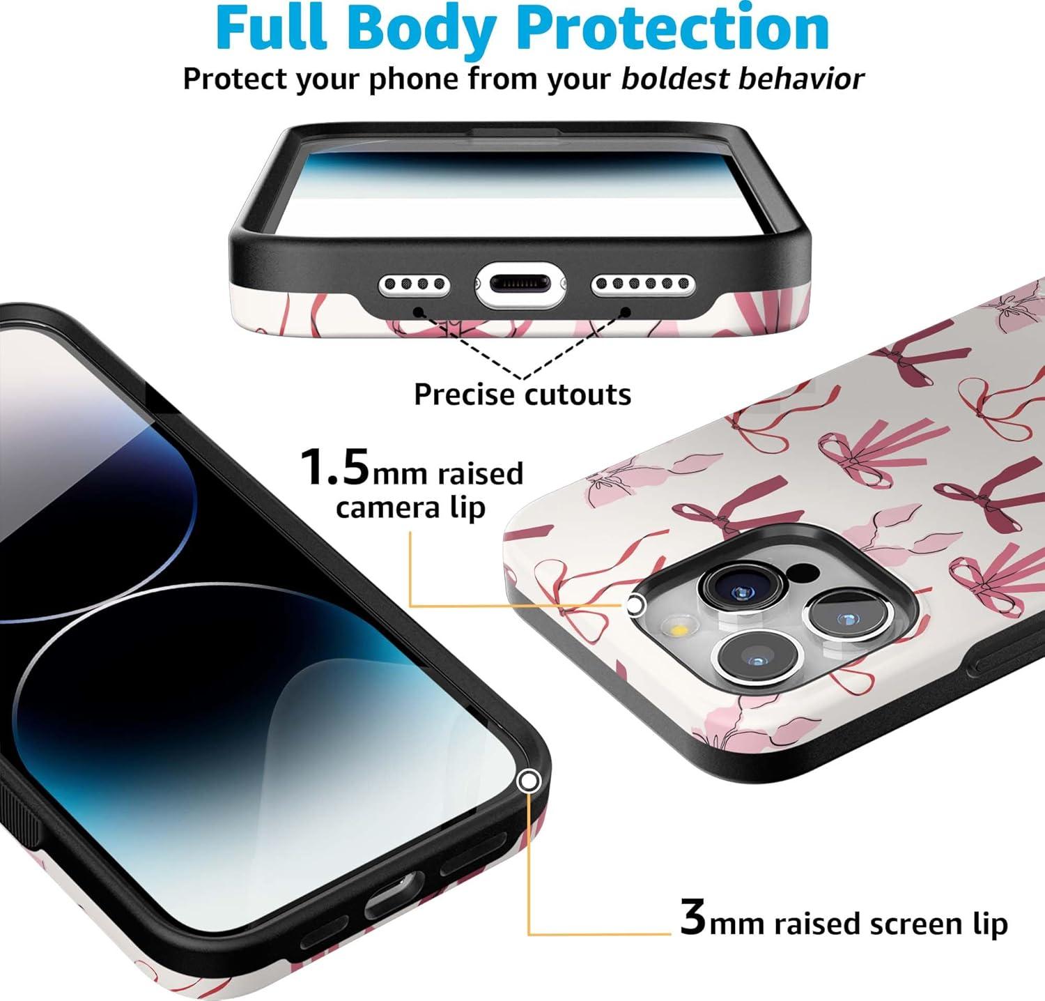 imageCasely iPhone 15 Pro Case  Keep It Classic  Crayola Crayon Box  Bold Protective Design  Compatible with MagSafeLover Girlie  Pink Bows