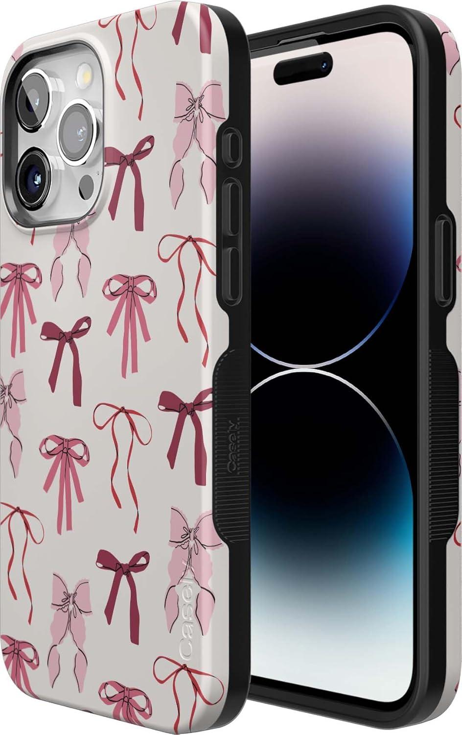 imageCasely iPhone 15 Pro Case  Keep It Classic  Crayola Crayon Box  Bold Protective Design  Compatible with MagSafeLover Girlie  Pink Bows